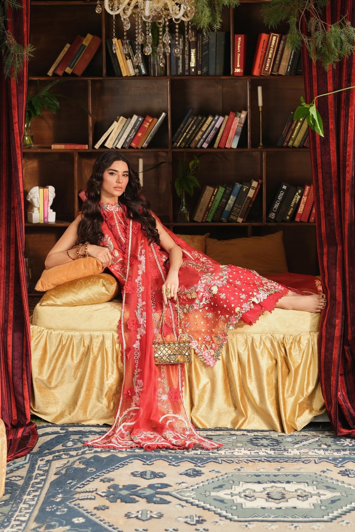 Maryam Hussain | Luxury Lawn 26 | Crimson