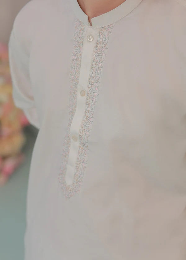 Smoke White Kurta Trouser - KE 009 - - KIDS CLUB