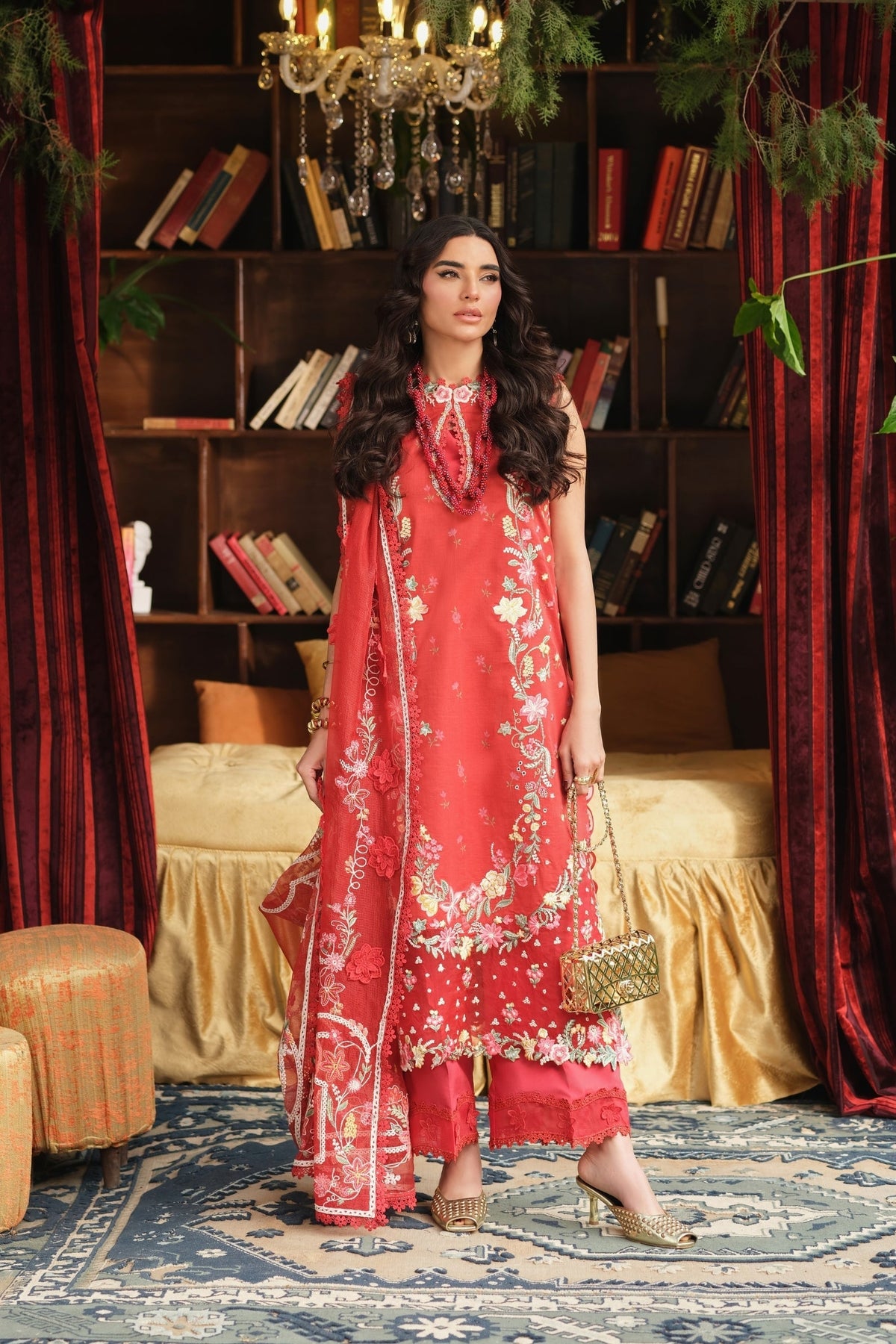 Maryam Hussain | Luxury Lawn 26 | Crimson