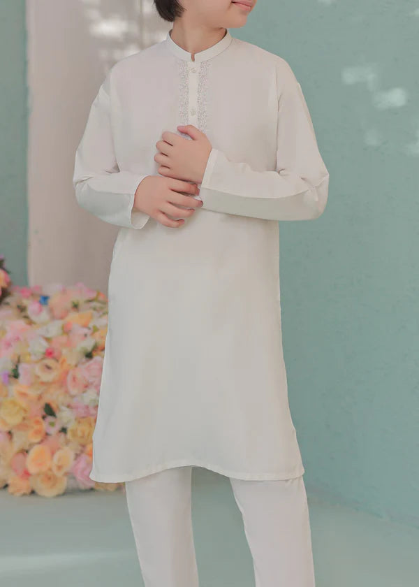 Smoke White Kurta Trouser - KE 009 - - KIDS CLUB