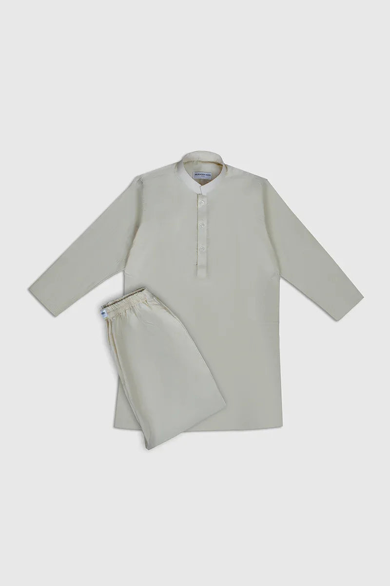 Bosky White Soft Cotton Kurta Trouser - Kids