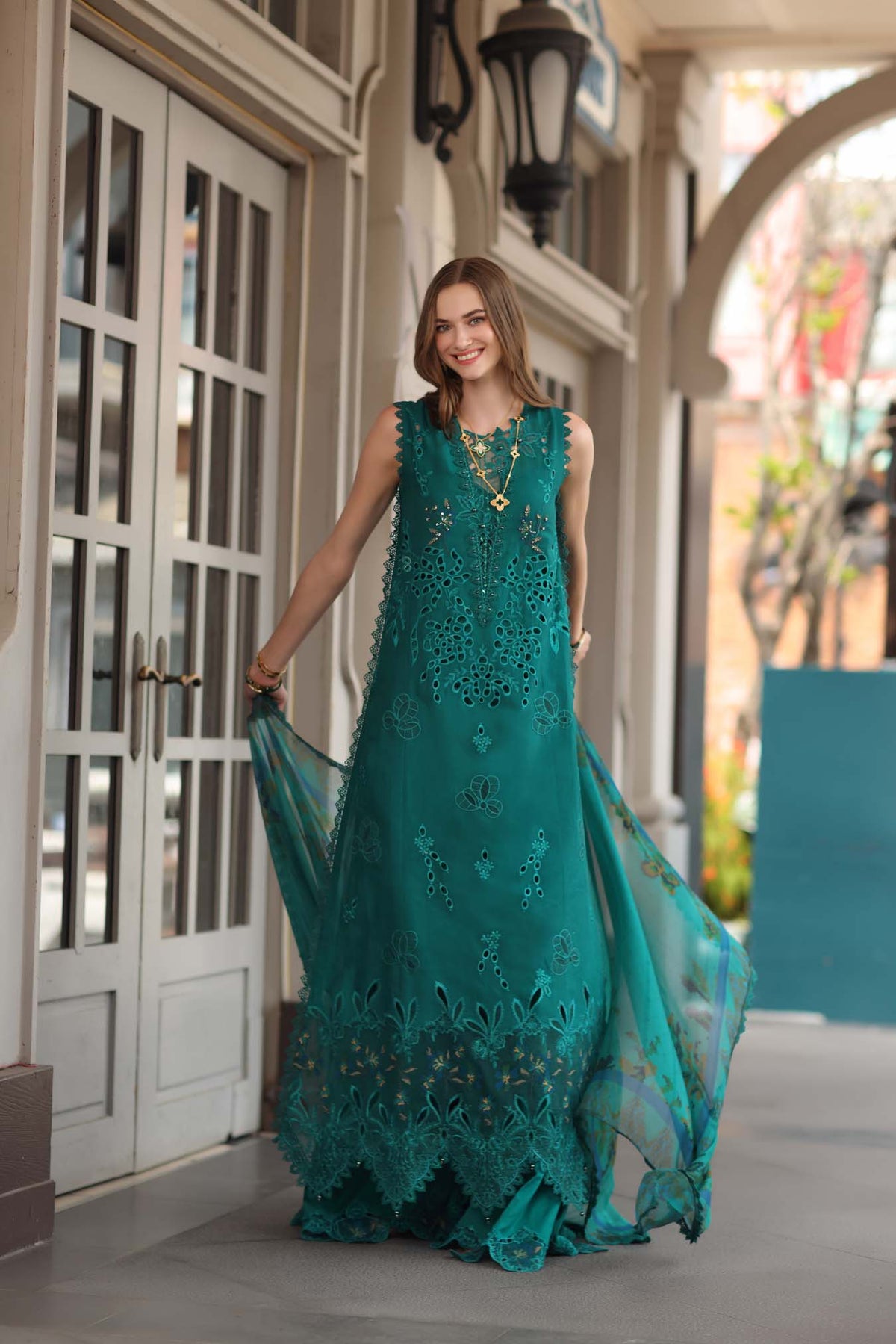 Noor by Saadia Asad | Eid Luxe Chikankari 26 | D1 - Malachite Green