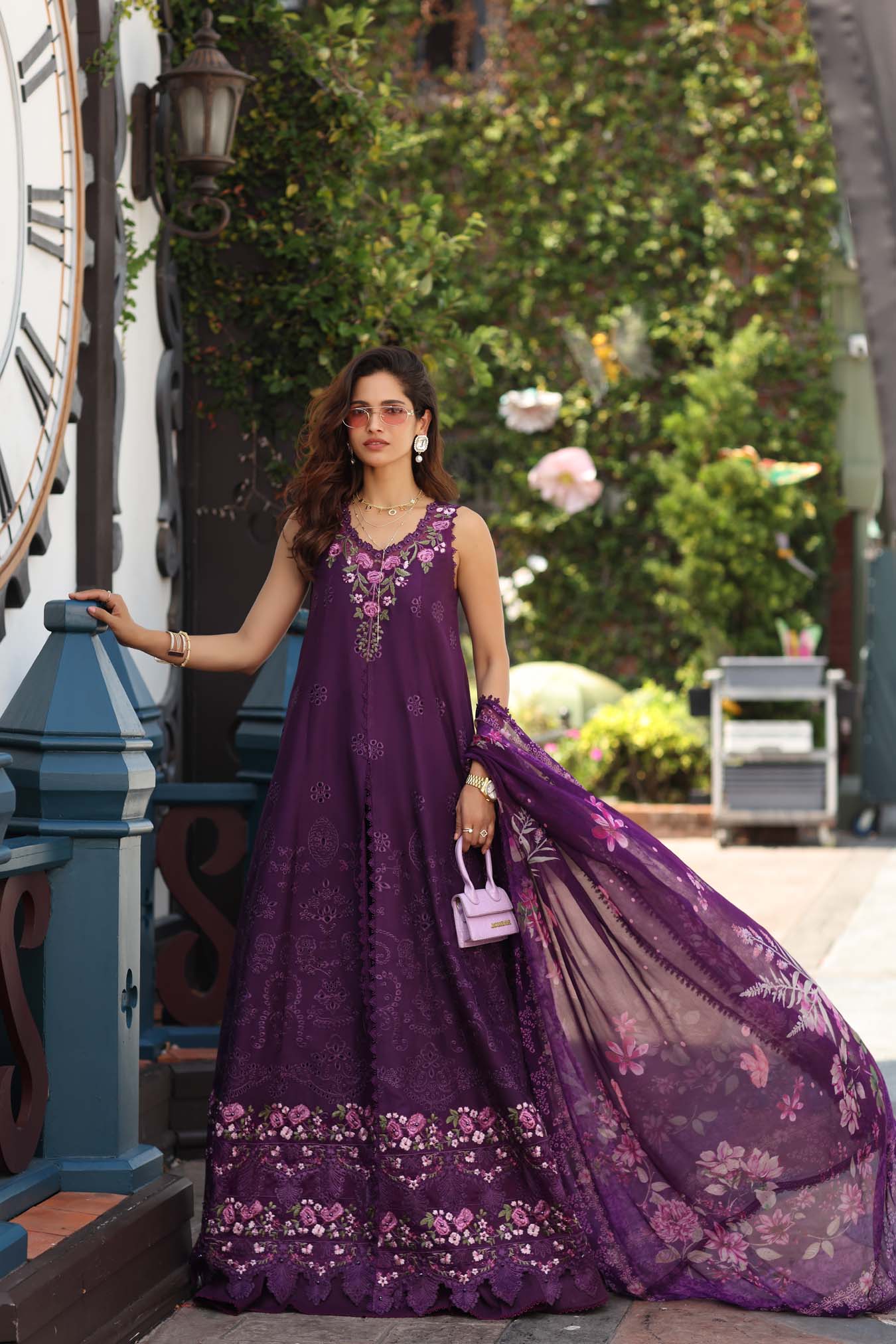 Noor by Saadia Asad | Eid Luxe Chikankari 26 | D7 - Aubergine Bloom