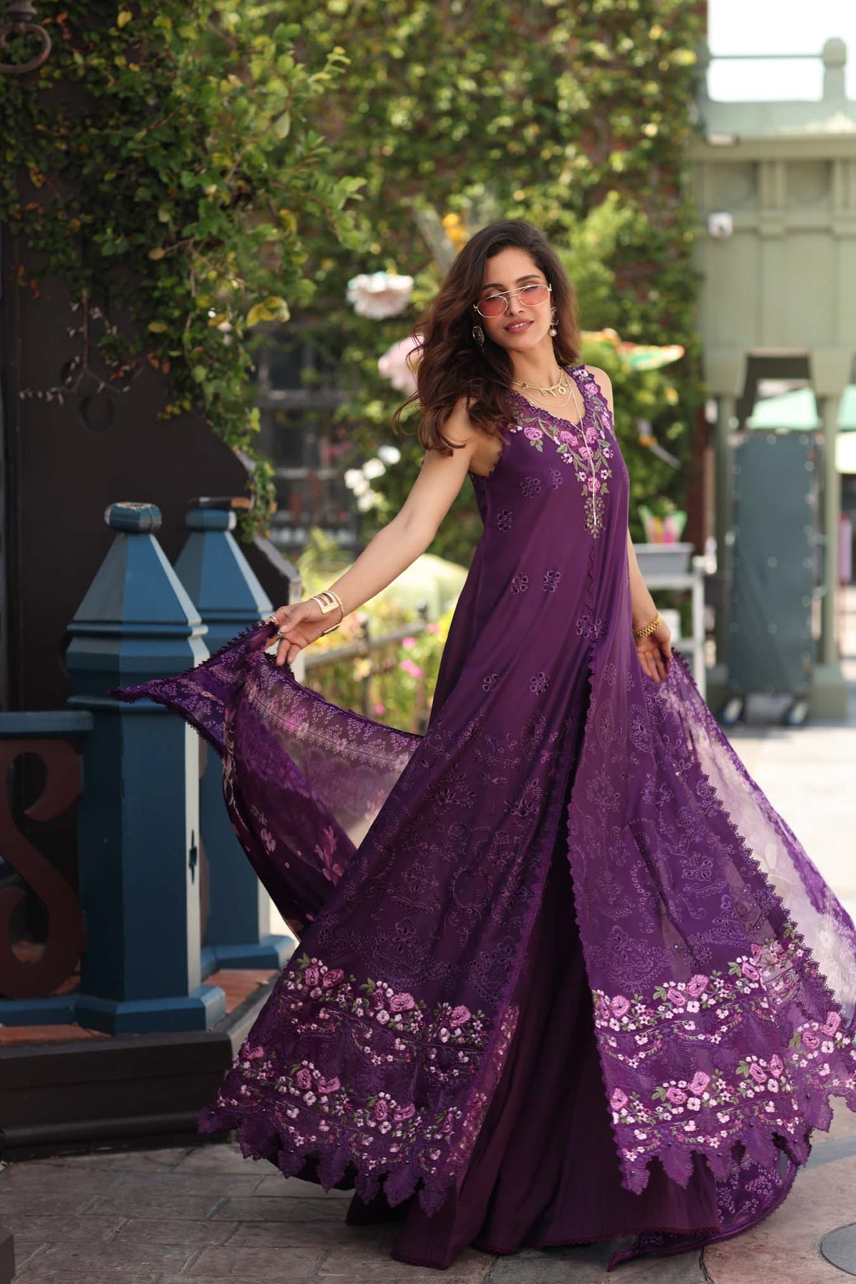 Noor by Saadia Asad | Eid Luxe Chikankari 26 | D7 - Aubergine Bloom