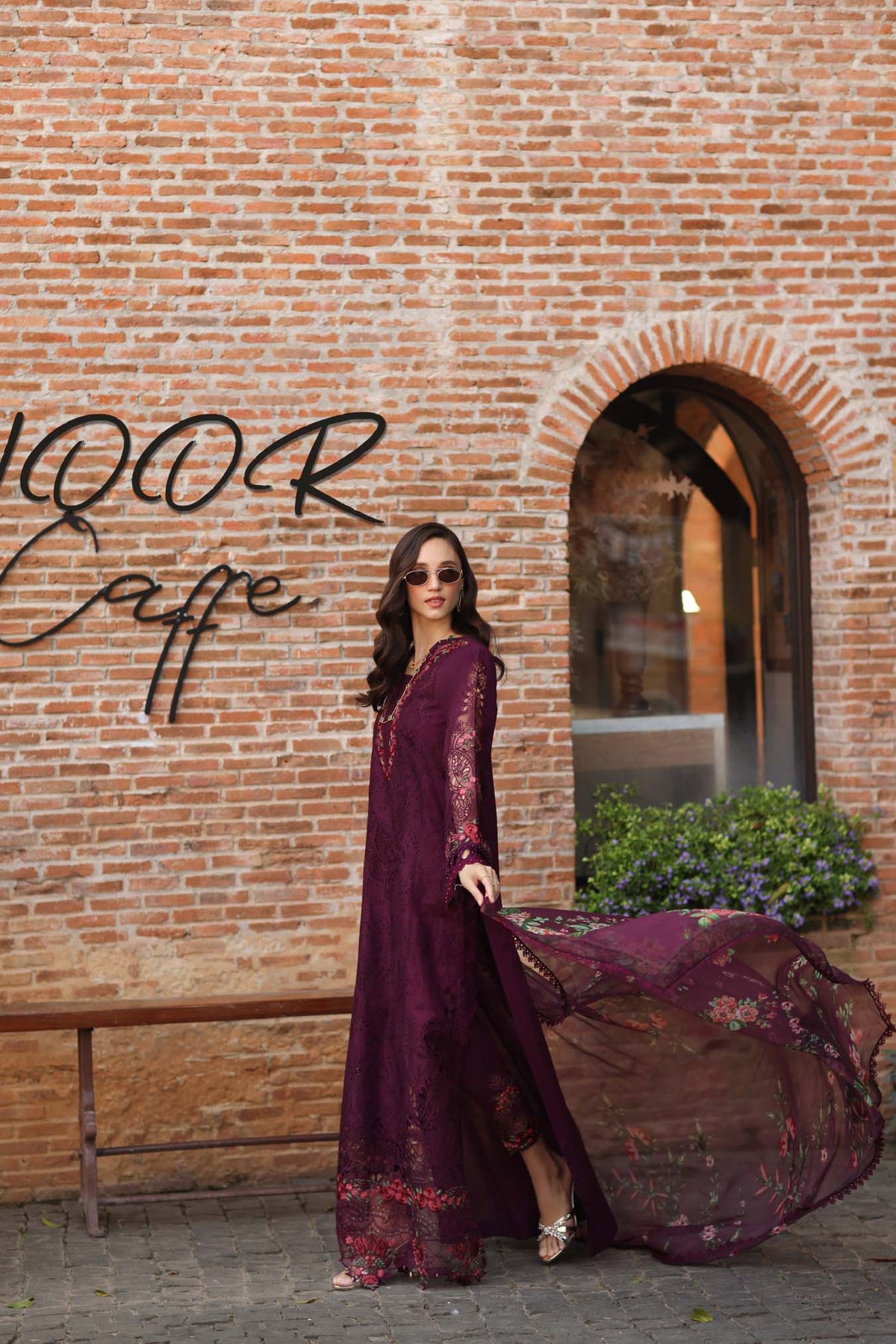 Noor by Saadia Asad | Luxury Eid Schiffli Laserkari 26 | D10 -Plum Royal