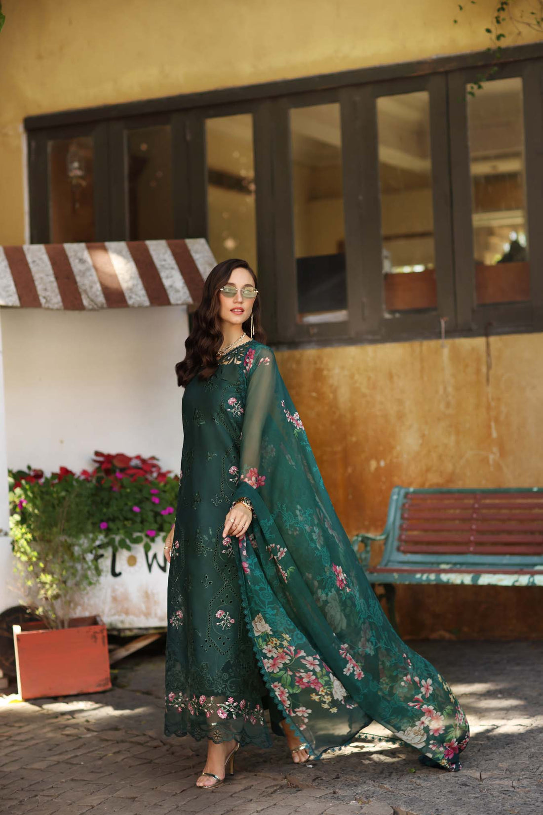 Noor by Saadia Asad | Luxury Eid Schiffli Laserkari 26 | D11 - Emerald Jewel