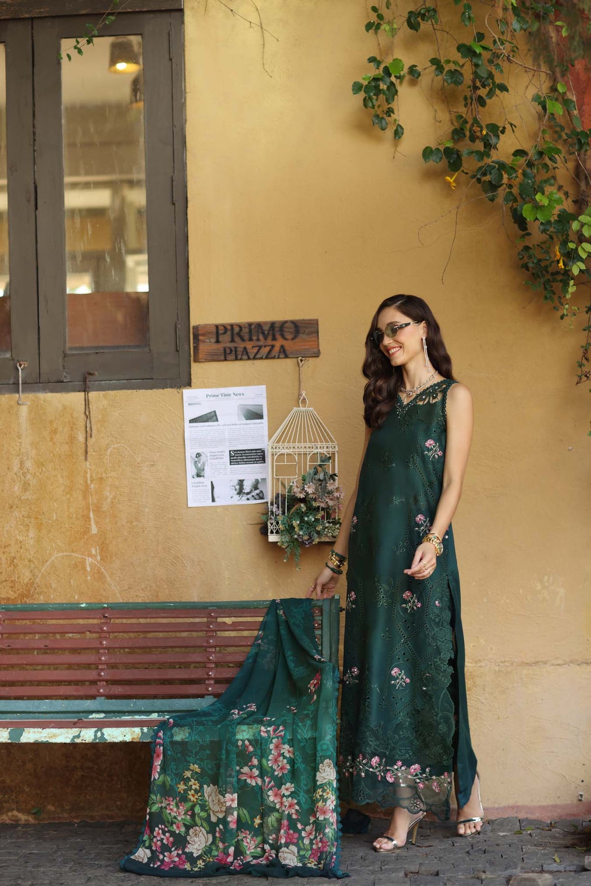 Noor by Saadia Asad | Luxury Eid Schiffli Laserkari 26 | D11 - Emerald Jewel