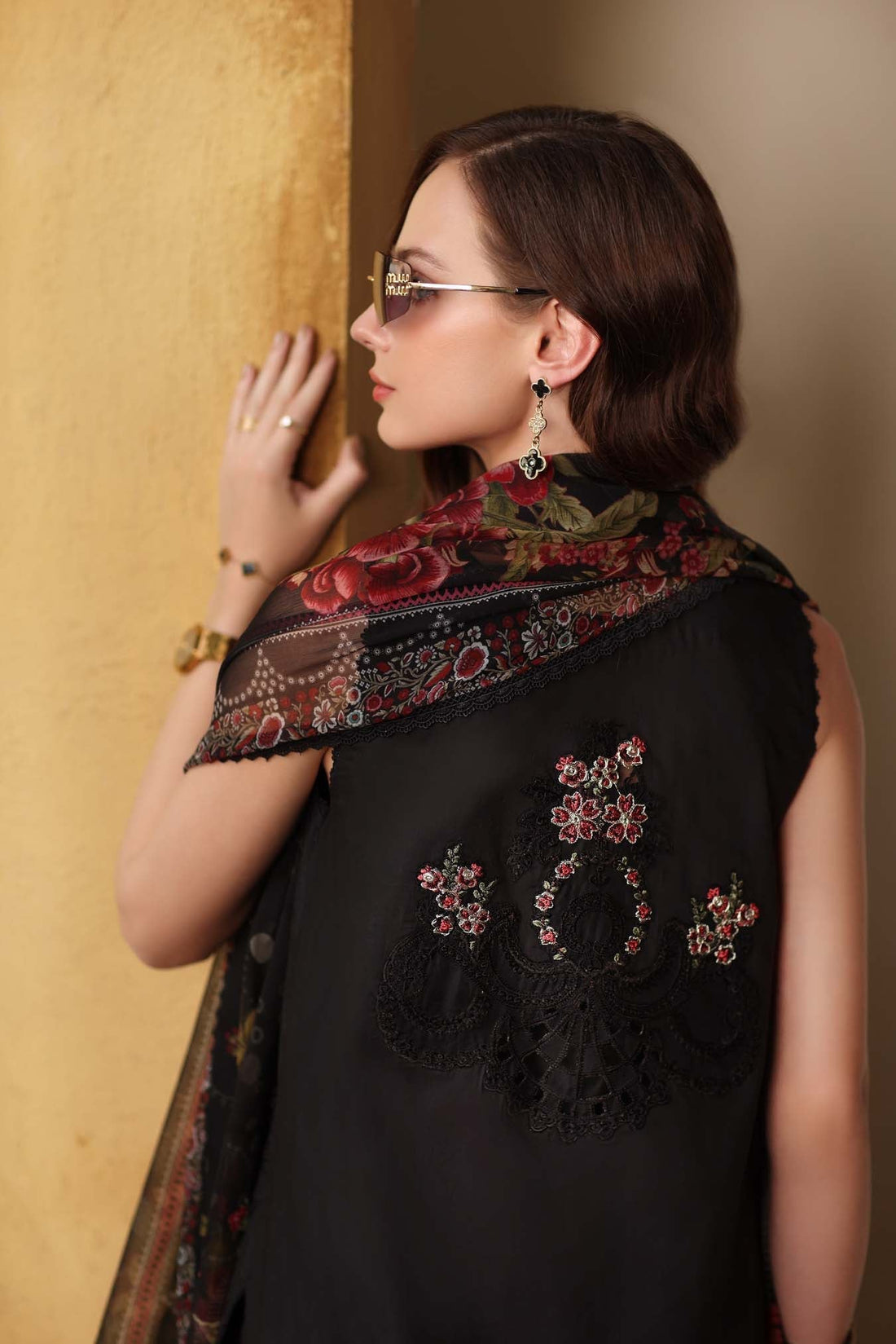 Noor by Saadia Asad | Luxury Eid Schiffli Laserkari 26 | D5 - Raven Black