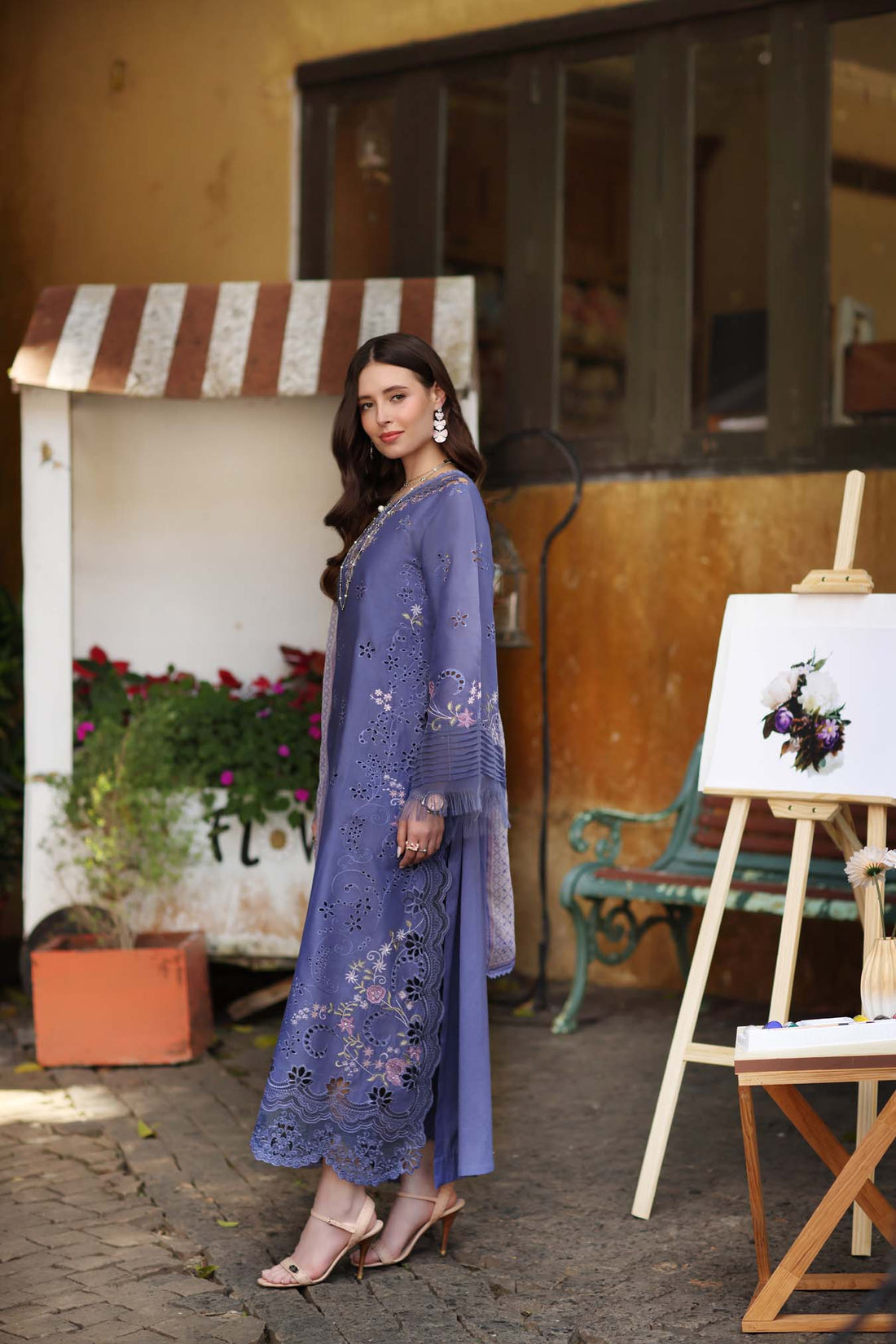 Noor by Saadia Asad | Luxury Eid Schiffli Laserkari 26 | D9 -Tropical indigo