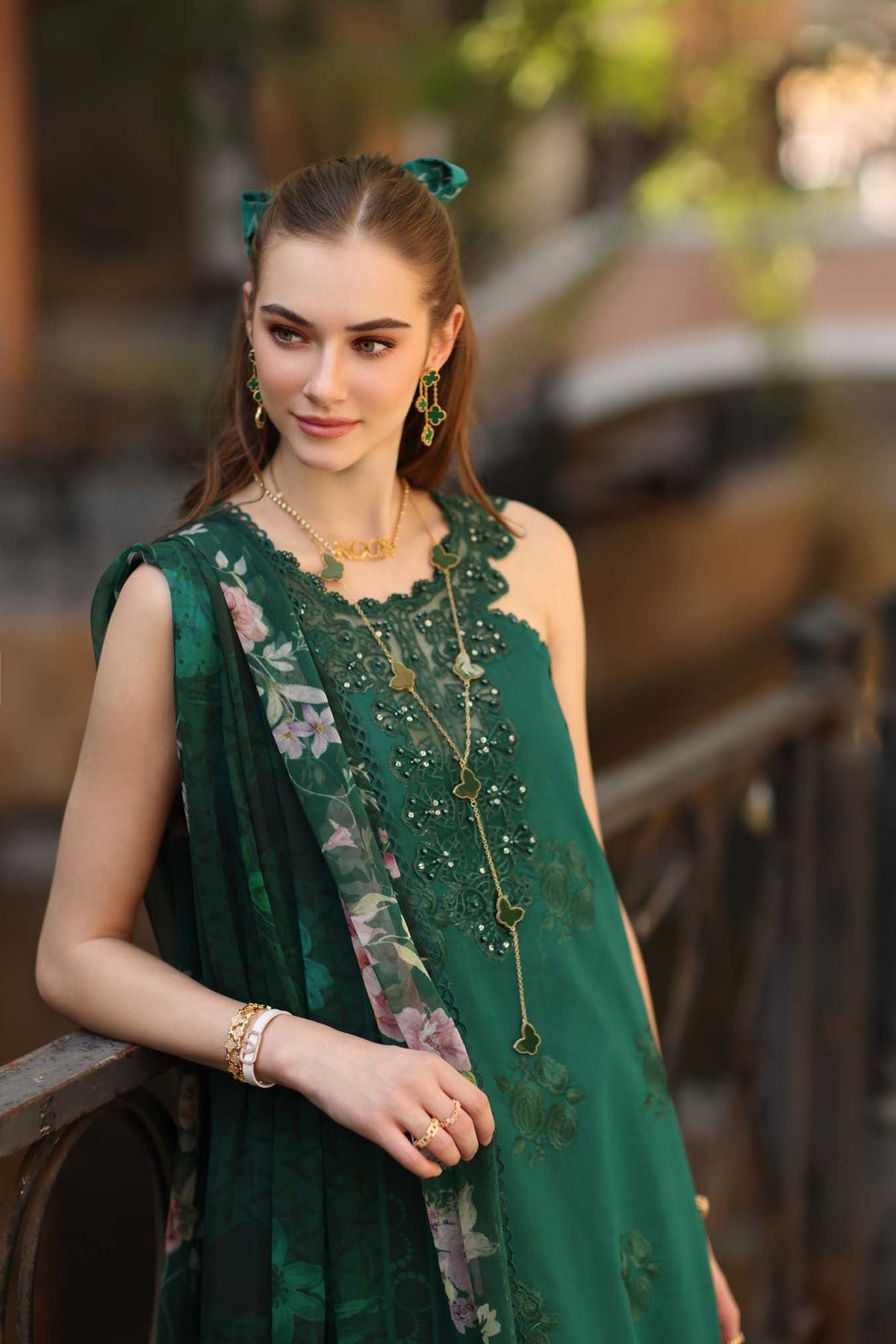Noor by Saadia Asad | Eid Luxe Printkhaas 26 | D2 - B - Sage Green