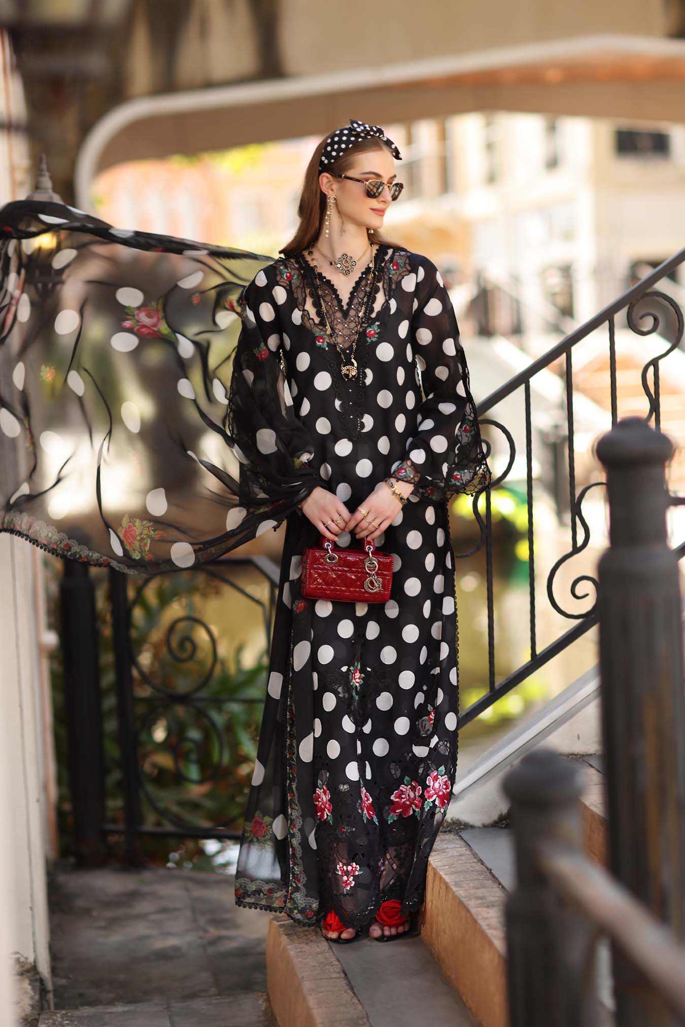 Noor by Saadia Asad | Eid Luxe Printkhaas 26 | D4 - A - Black Polka