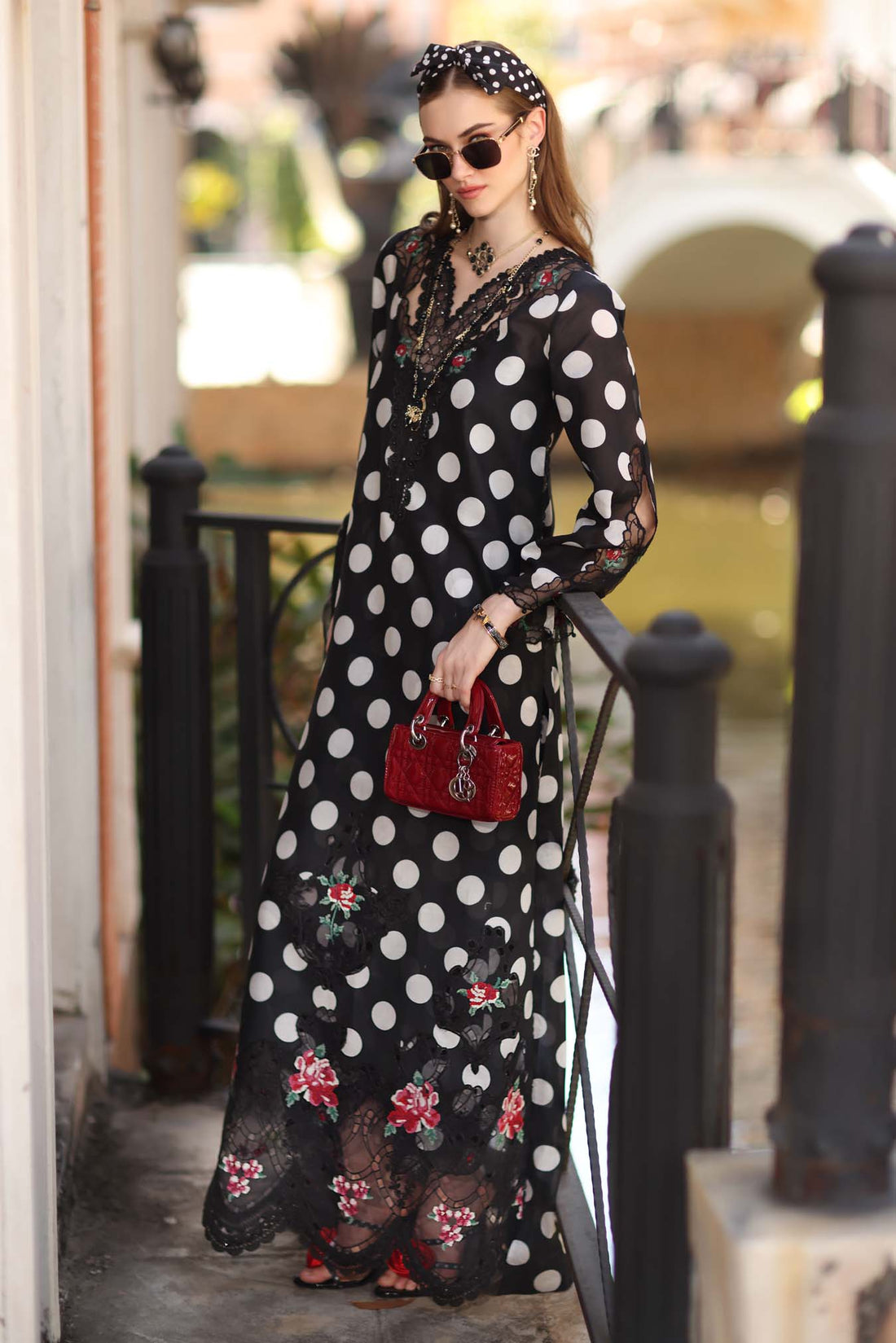 Noor by Saadia Asad | Eid Luxe Printkhaas 26 | D4 - A - Black Polka
