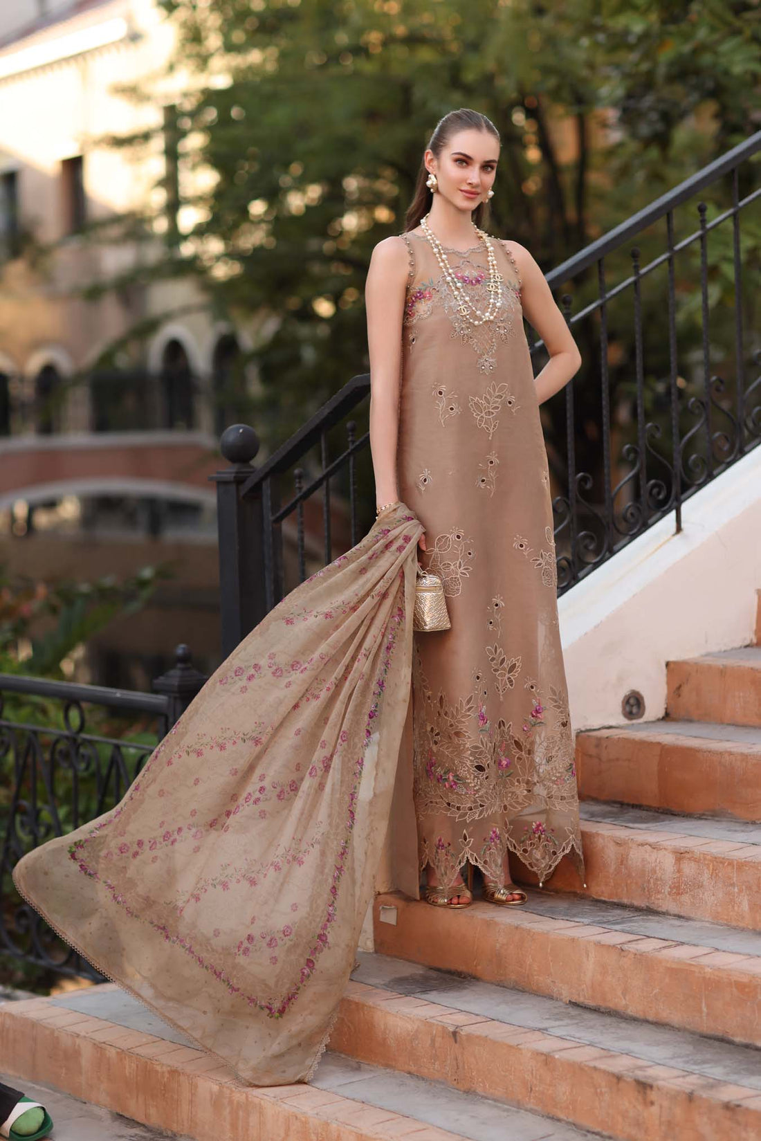 Noor by Saadia Asad | Eid Luxe Printkhaas 26 | D5 - B - Warm Biscotti