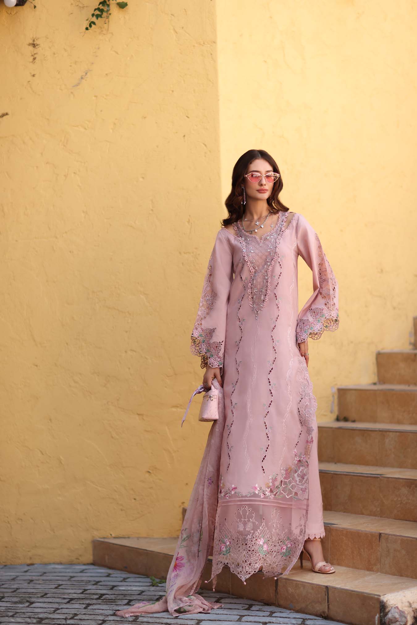 Noor by Saadia Asad | Luxe Chikankari 26 | D2 - A - Pink