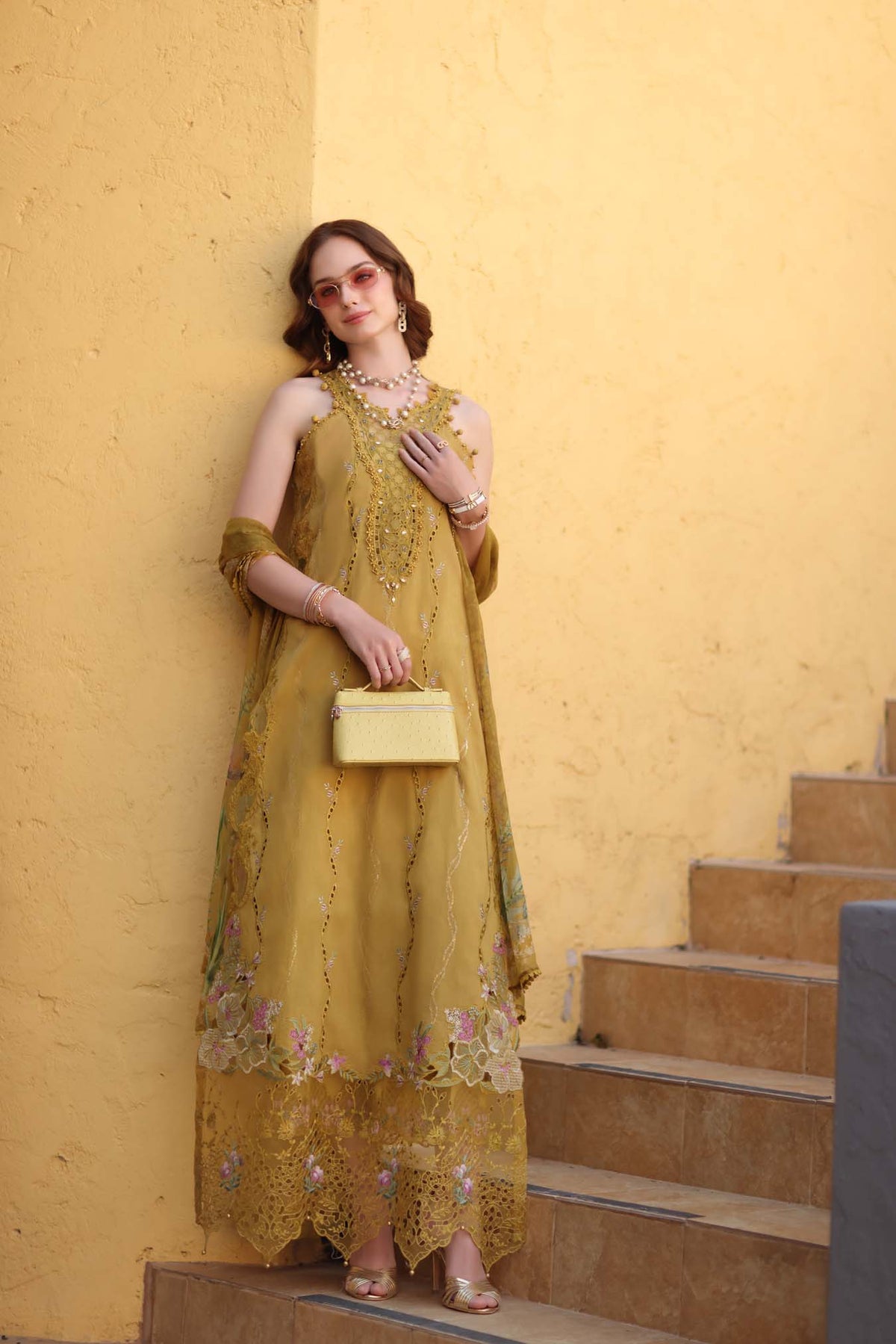 Noor by Saadia Asad | Luxe Chikankari 26 | D2 - B - Mustard Yellow