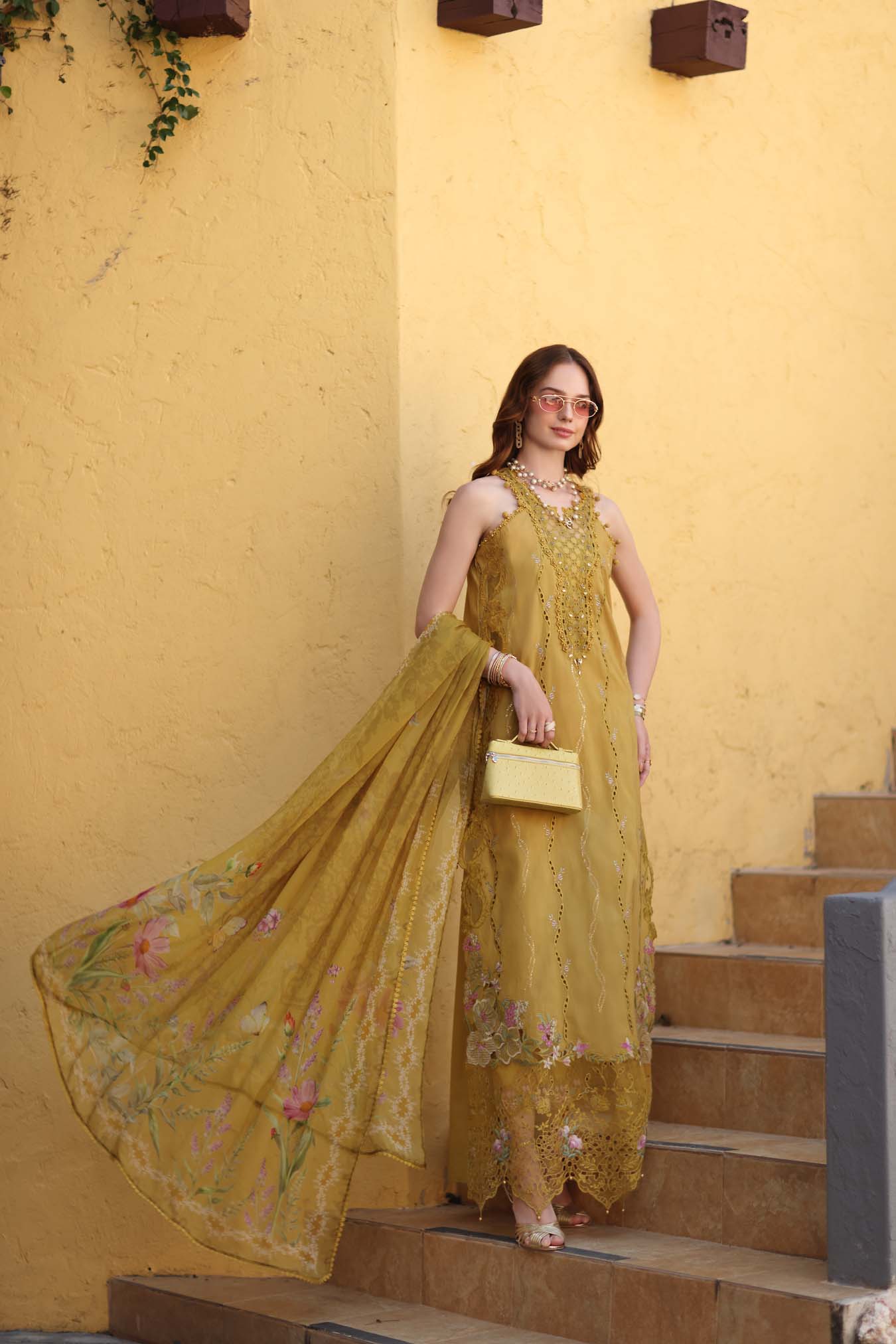 Noor by Saadia Asad | Luxe Chikankari 26 | D2 - B - Mustard Yellow