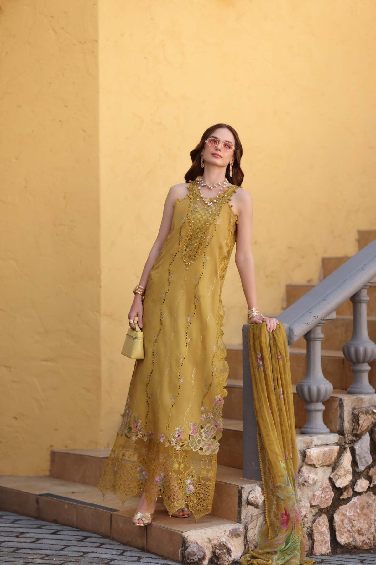 Noor by Saadia Asad | Luxe Chikankari 26 | D2 - B - Mustard Yellow