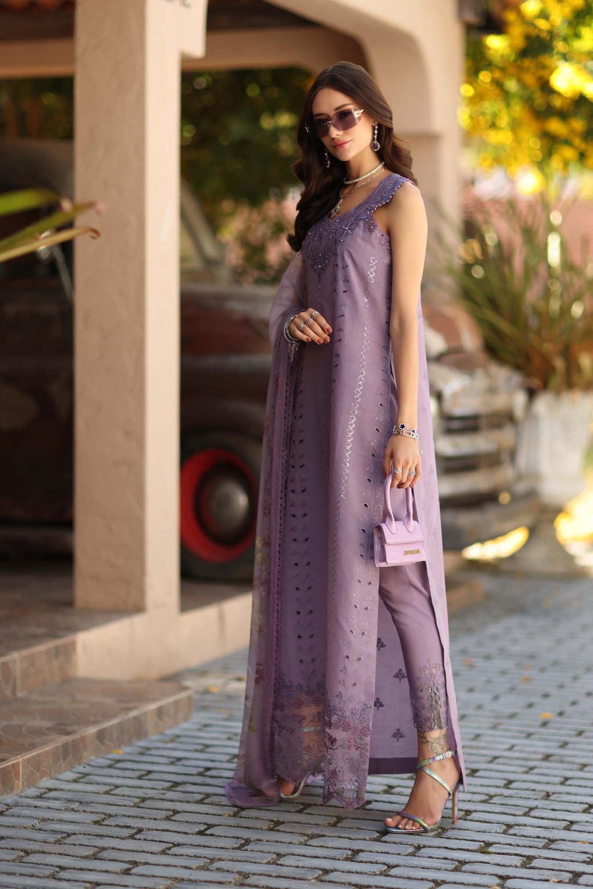 Noor by Saadia Asad | Luxe Chikankari 26 | D4 - A - French Violet