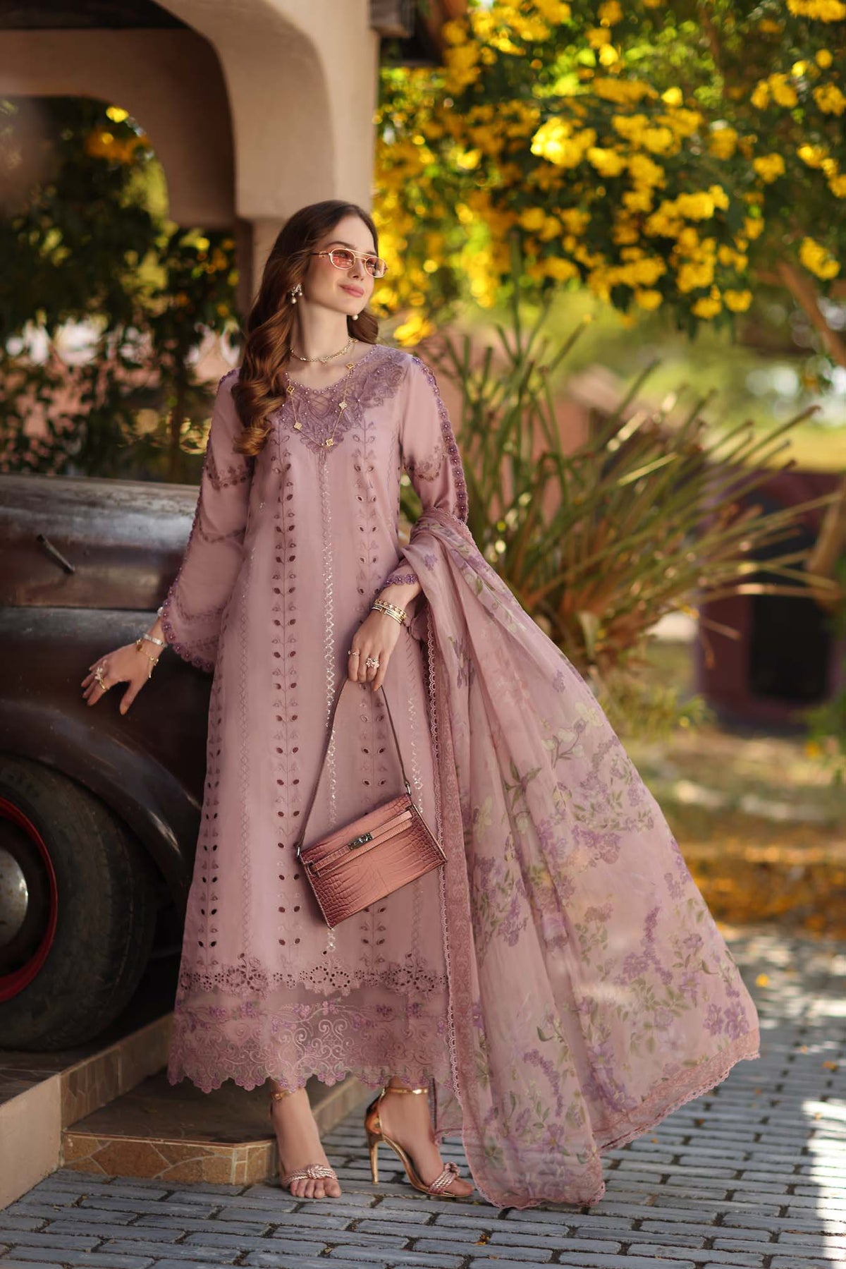 Noor by Saadia Asad | Luxe Chikankari 26 | D4 - B - Dusky Rose