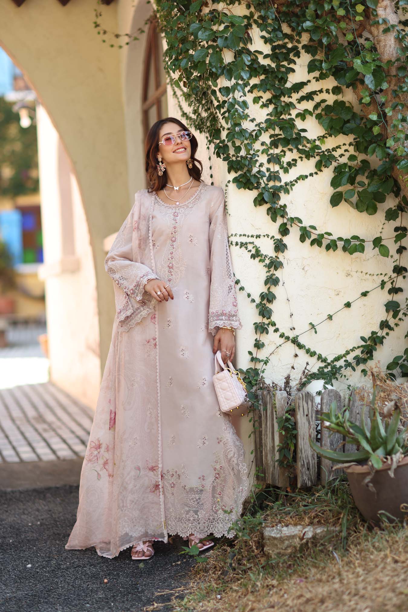 Noor by Saadia Asad | Luxe Chikankari 26 | D7 - A - Soft Rose Mink