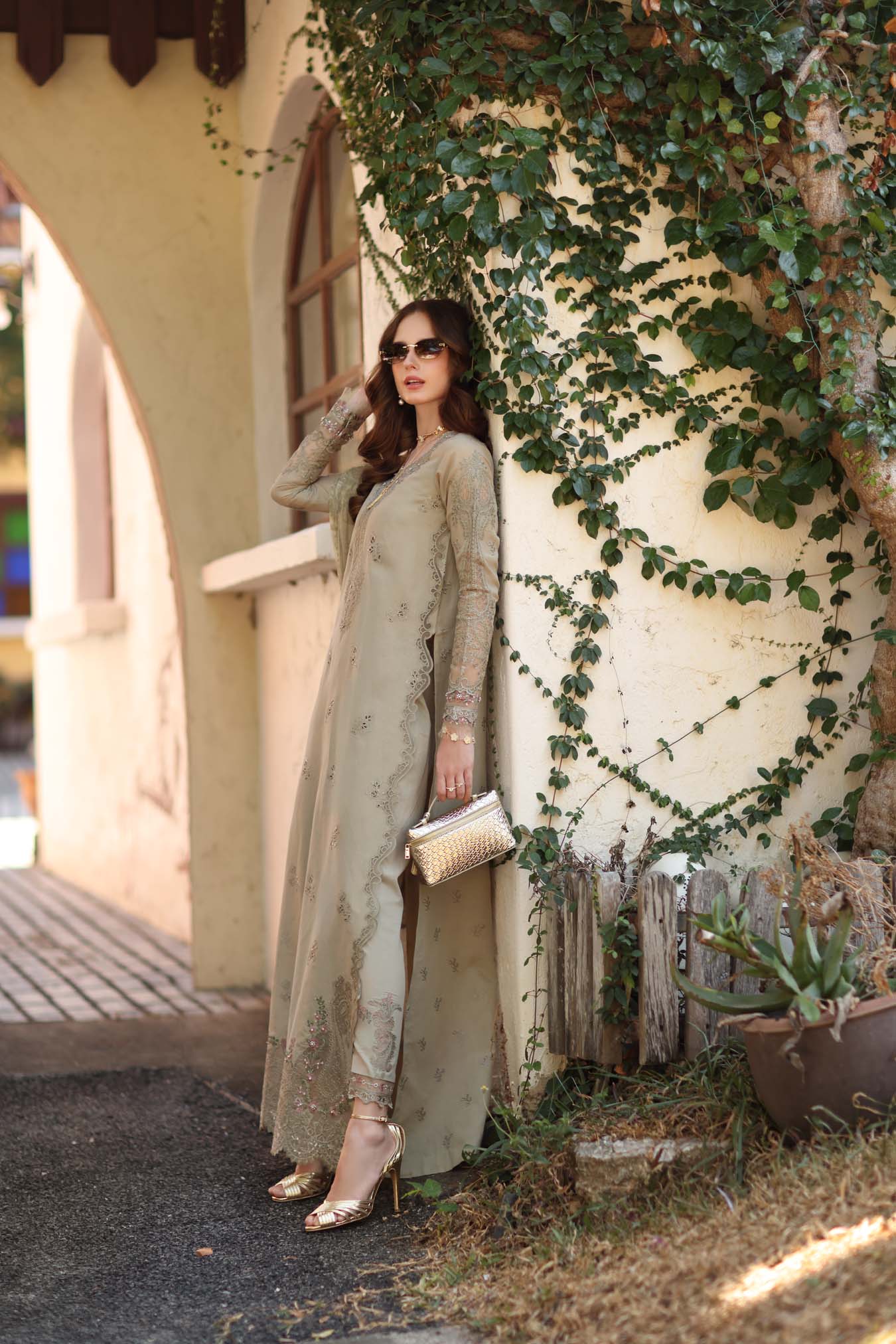 Noor by Saadia Asad | Luxe Chikankari 26 |D7 - B - Warm Gold Sage