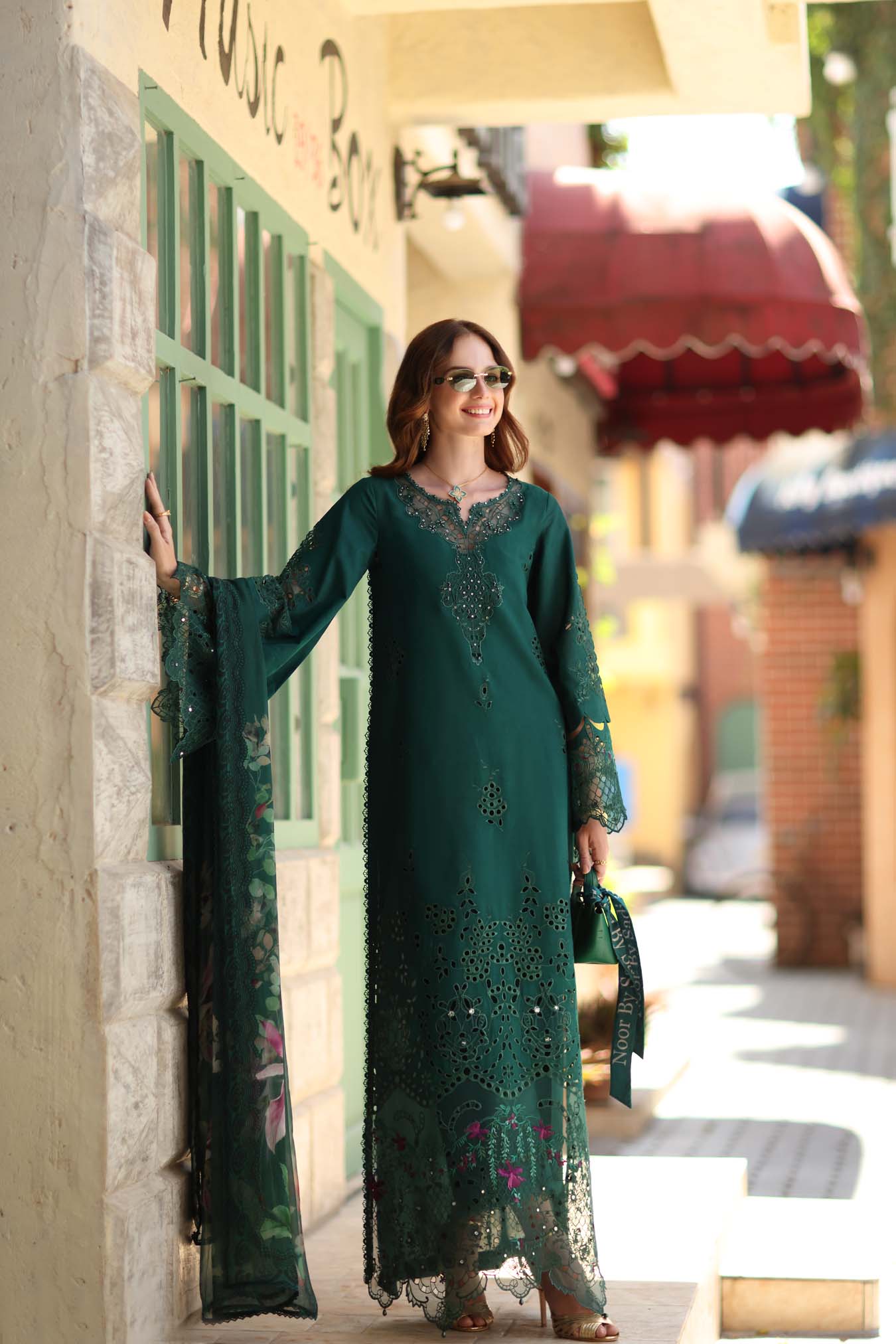 Noor by Saadia Asad | Luxe Chikankari 26 | D6 - B - Emerald Green