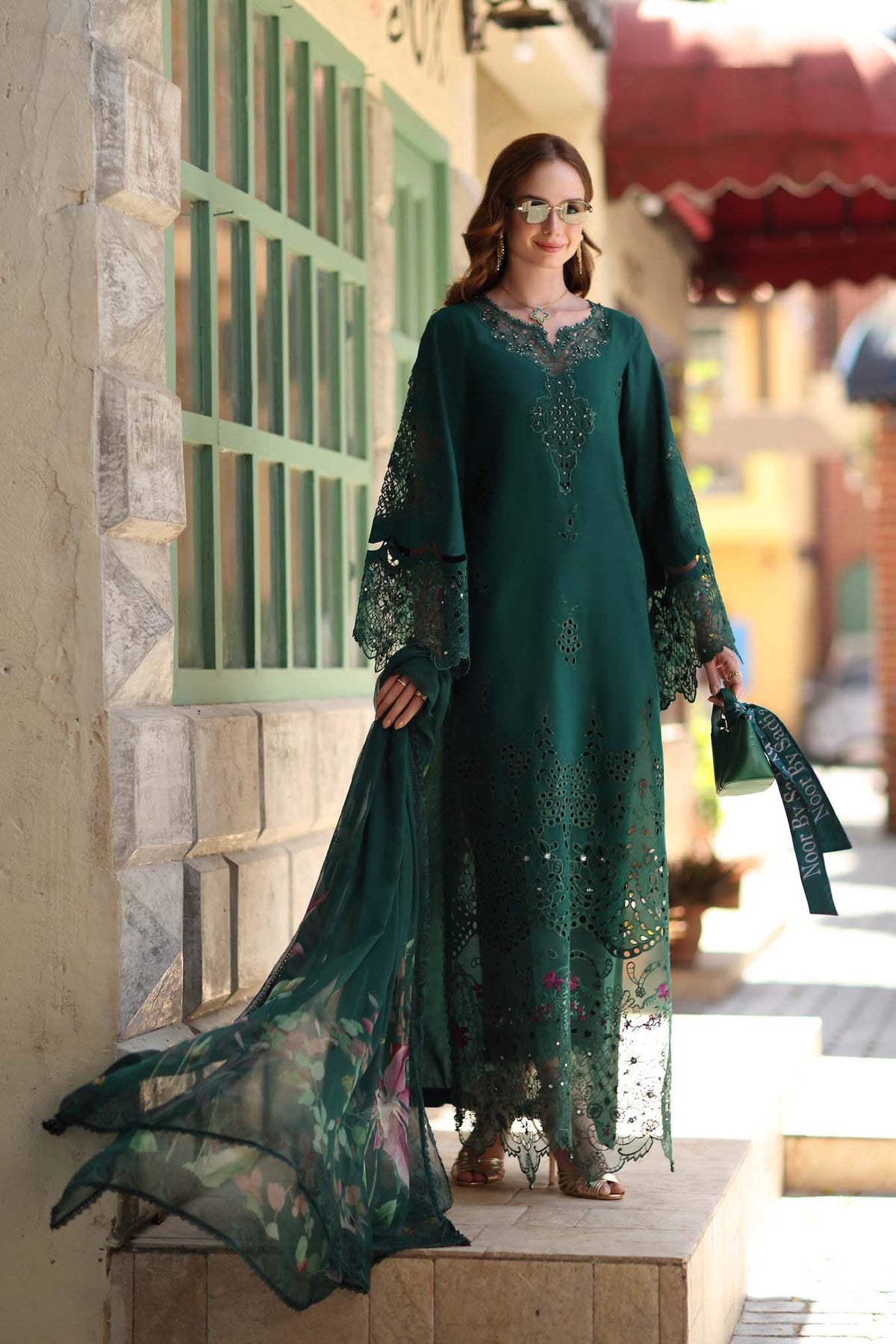 Noor by Saadia Asad | Luxe Chikankari 26 | D6 - B - Emerald Green