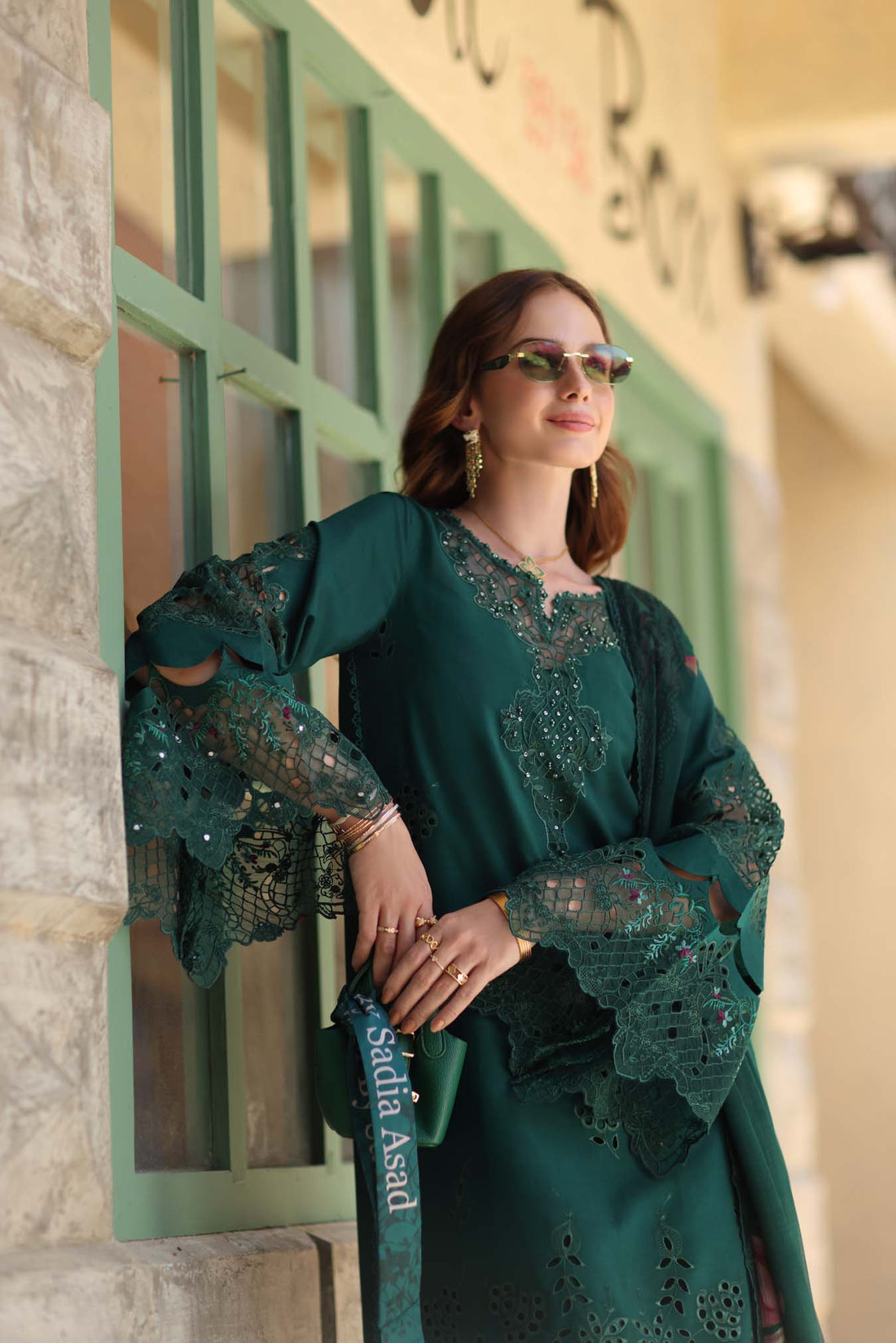 Noor by Saadia Asad | Luxe Chikankari 26 | D6 - B - Emerald Green