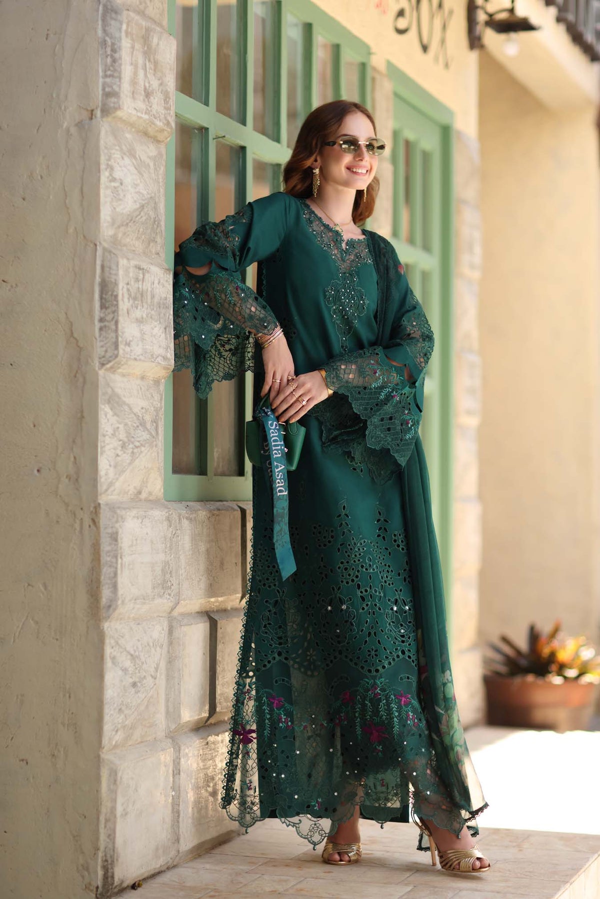 Noor by Saadia Asad | Luxe Chikankari 26 | D6 - B - Emerald Green