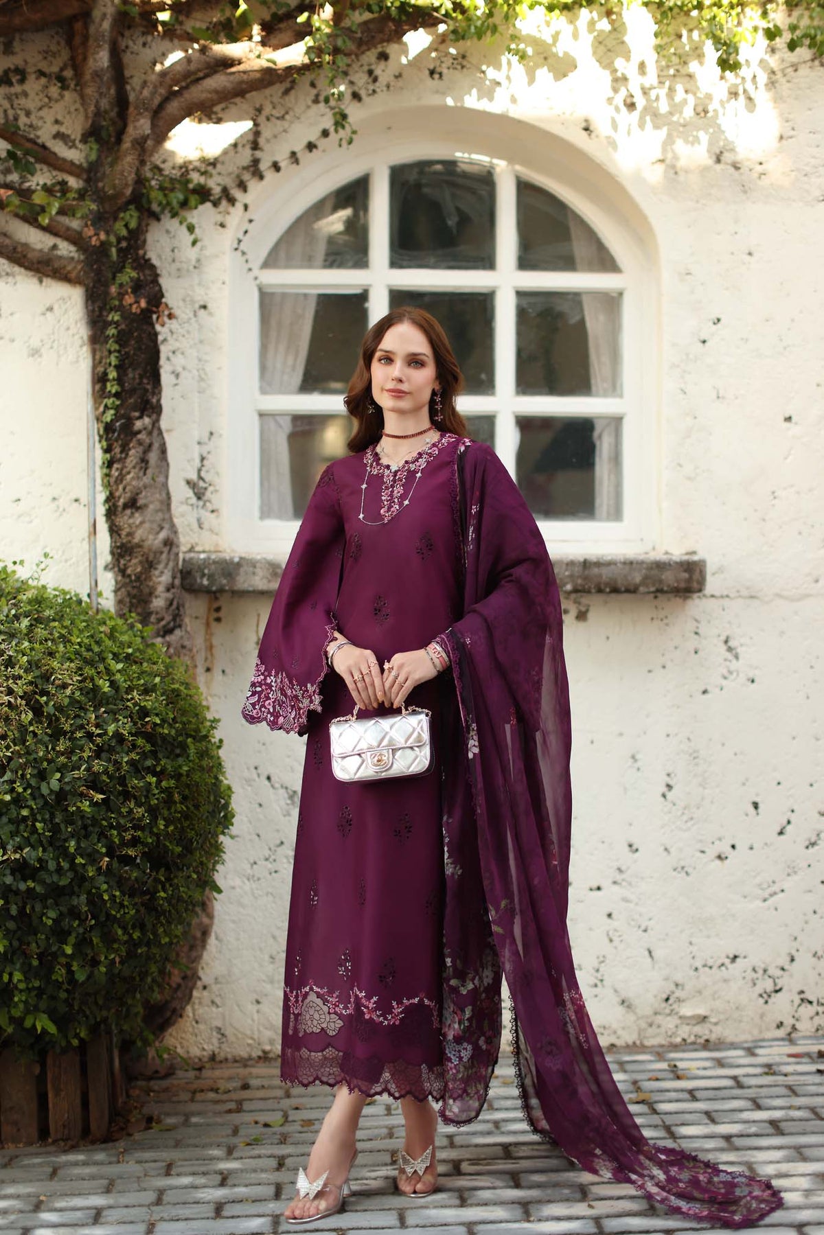 Noor by Saadia Asad | Luxe Chikankari 26 | D1 - A - plumberry