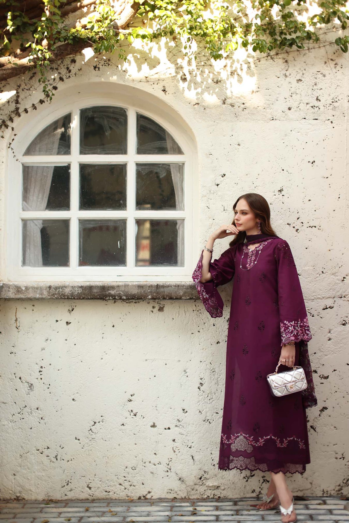 Noor by Saadia Asad | Luxe Chikankari 26 | D1 - A - plumberry