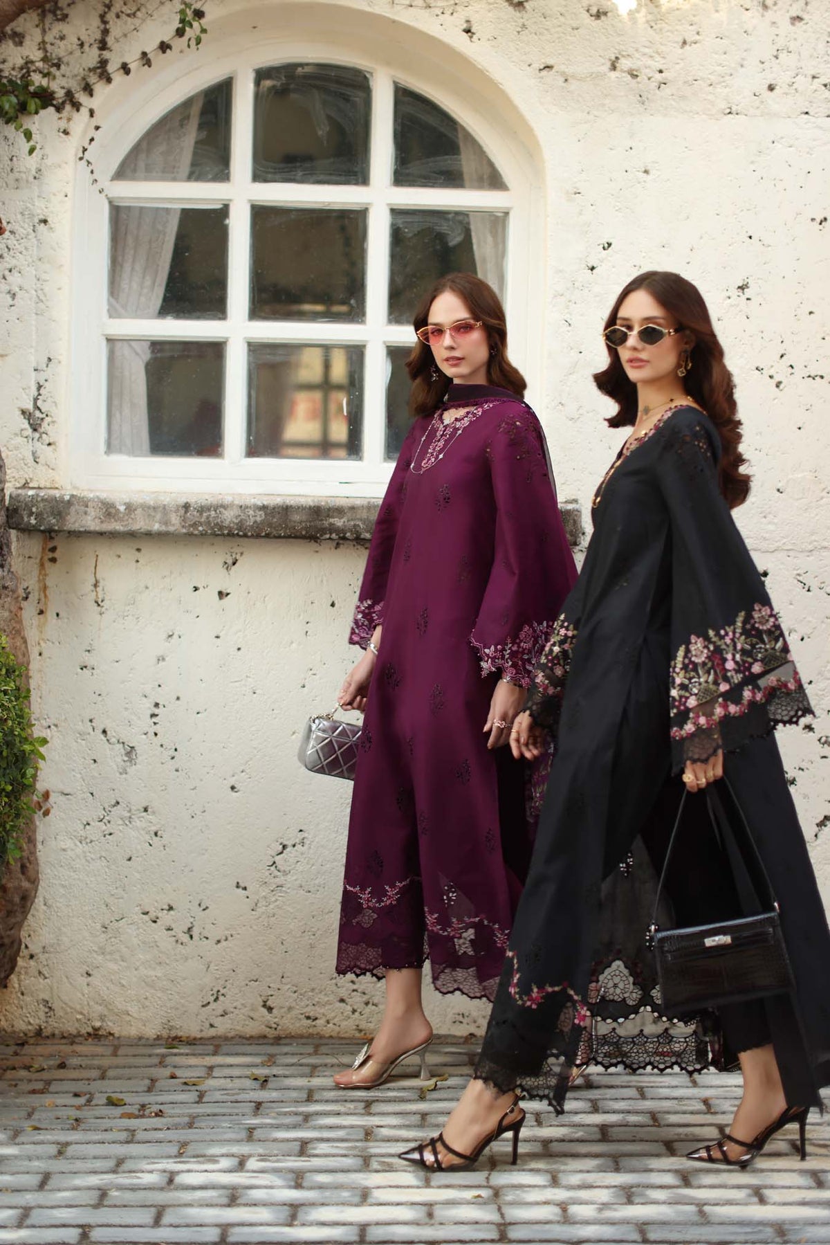 Noor by Saadia Asad | Luxe Chikankari 26 | D1 - A - plumberry