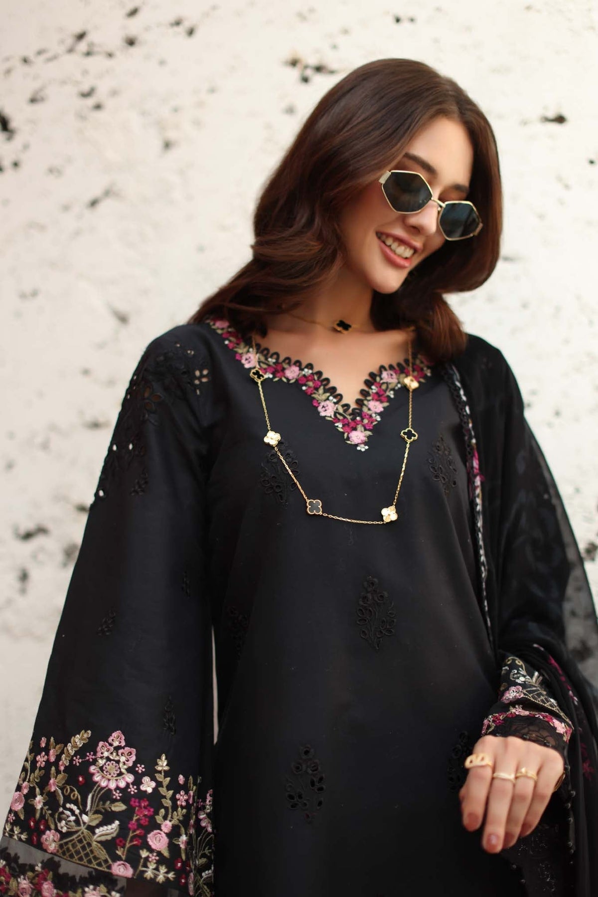 Noor by Saadia Asad | Luxe Chikankari 26 | D1 - B - Midnight Black