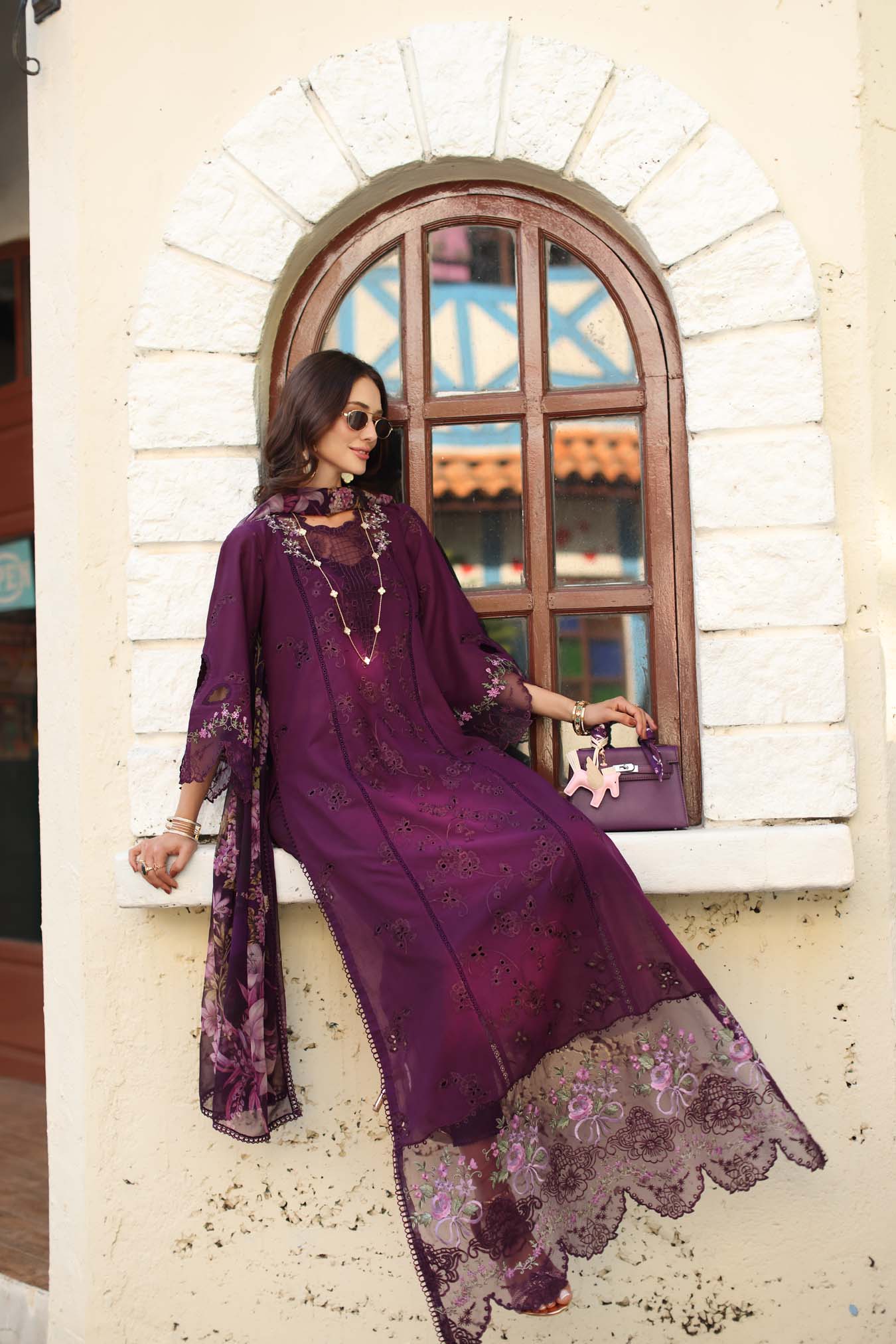Noor by Saadia Asad | Luxe Chikankari 26 | D5 - A - Itten Plum