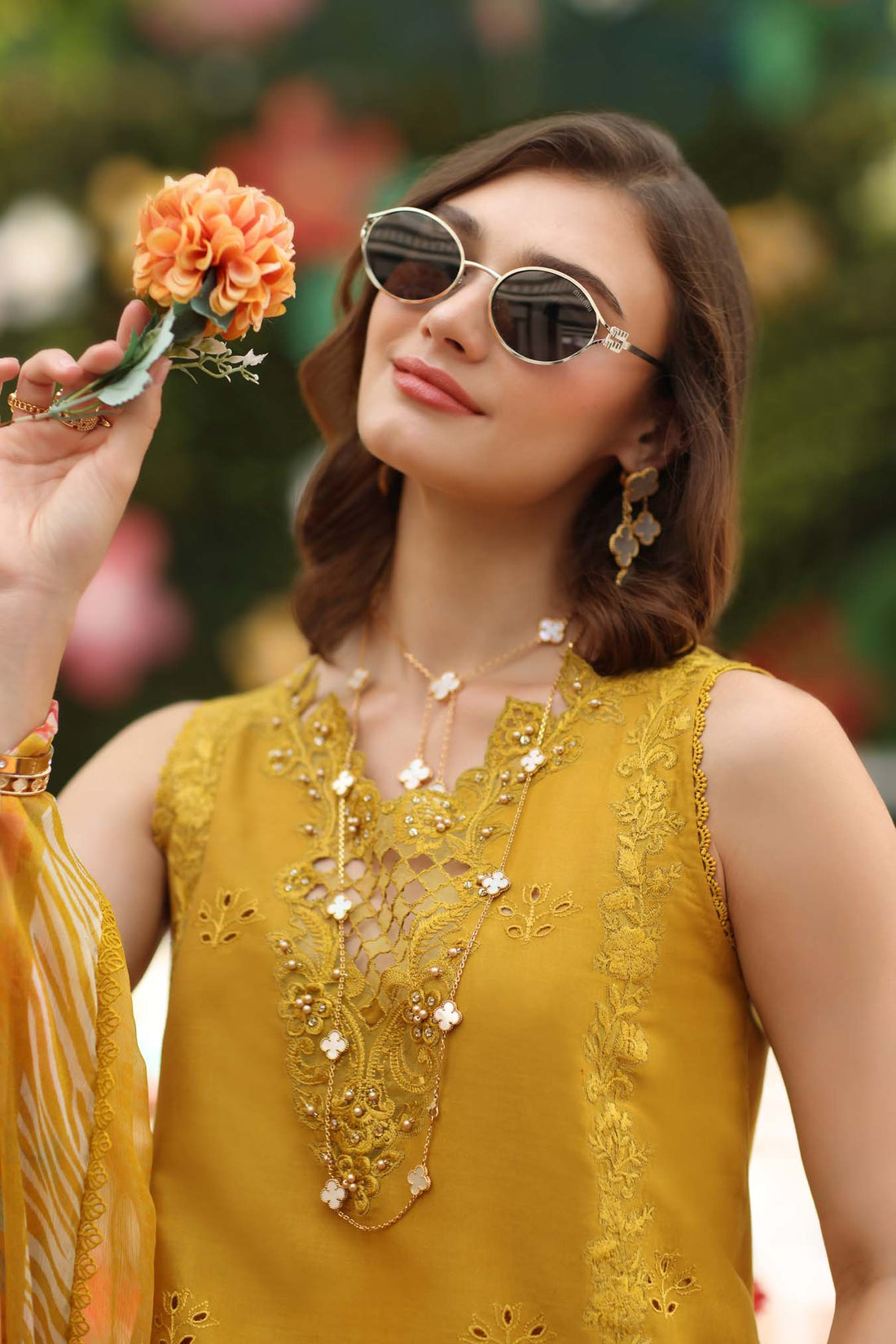 Noor by Saadia Asad | Eid Luxe Chikankari 26 | D10 - Amber Yellow