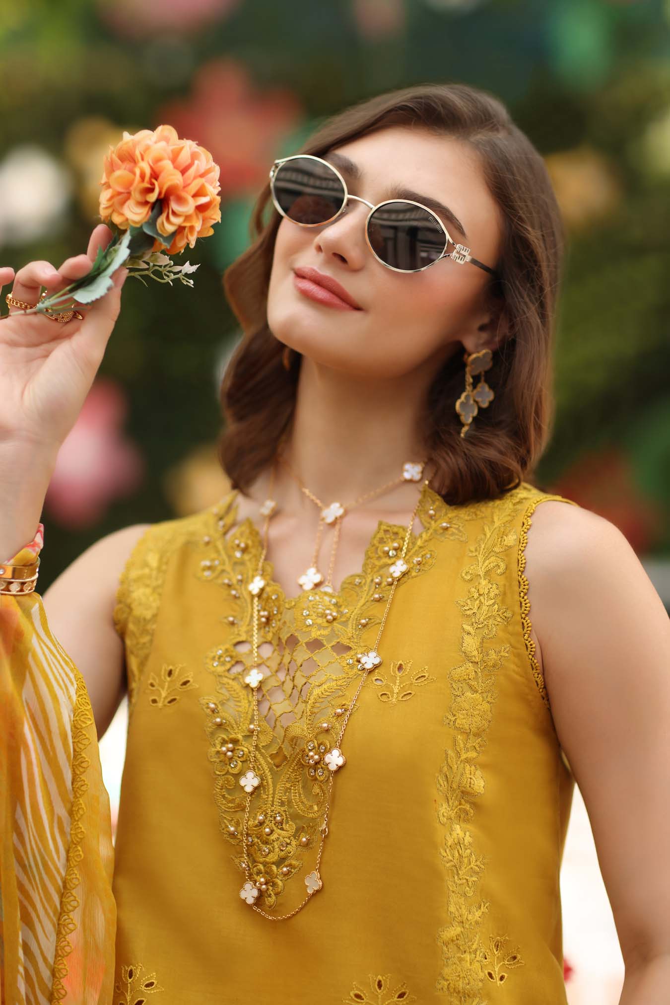 Noor by Saadia Asad | Eid Luxe Chikankari 26 | D10 - Amber Yellow