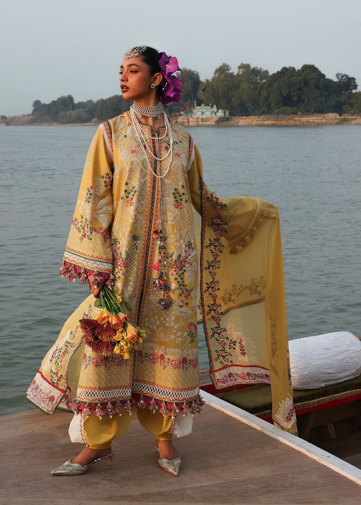 Hussain Rehar | Kalabagh Luxury Lawn 26 | Ochre