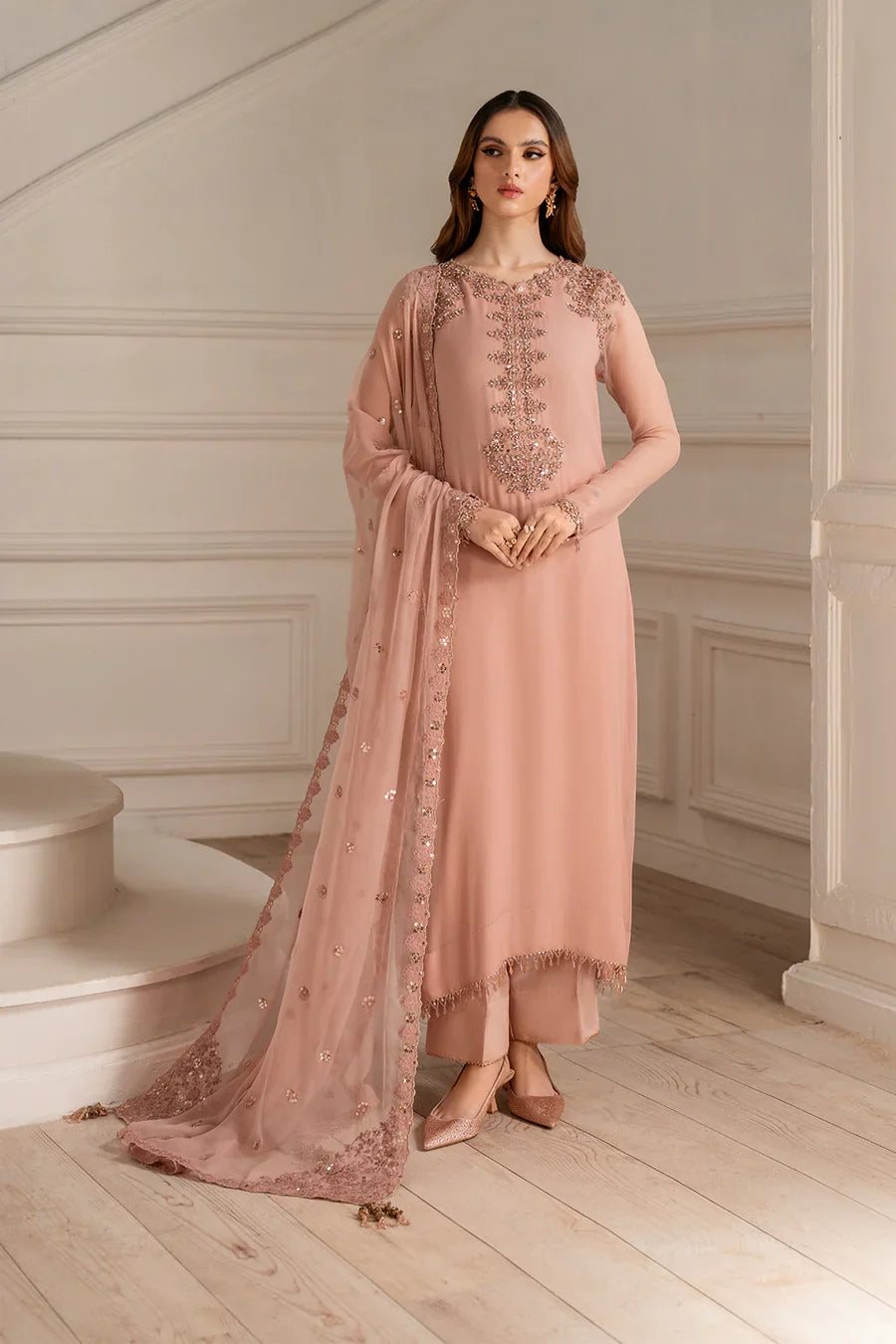Iznik | Luxury Formals | UE-479 Embroidered Chiffon