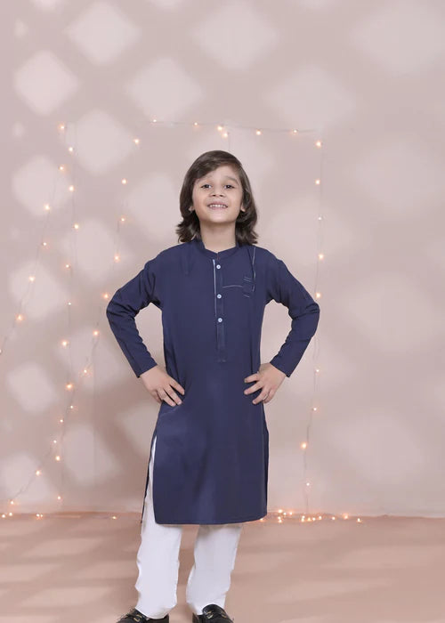 Navy blue Cotton Kurta - K21 - Hassan Jee