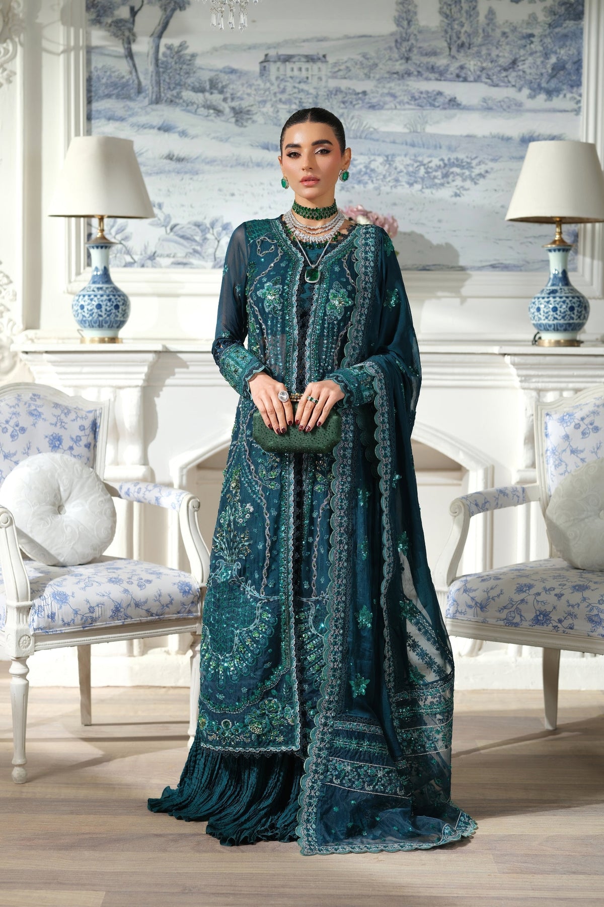 Maryam Hussain | Meer Embroidered Chiffon | Momal Meer-08