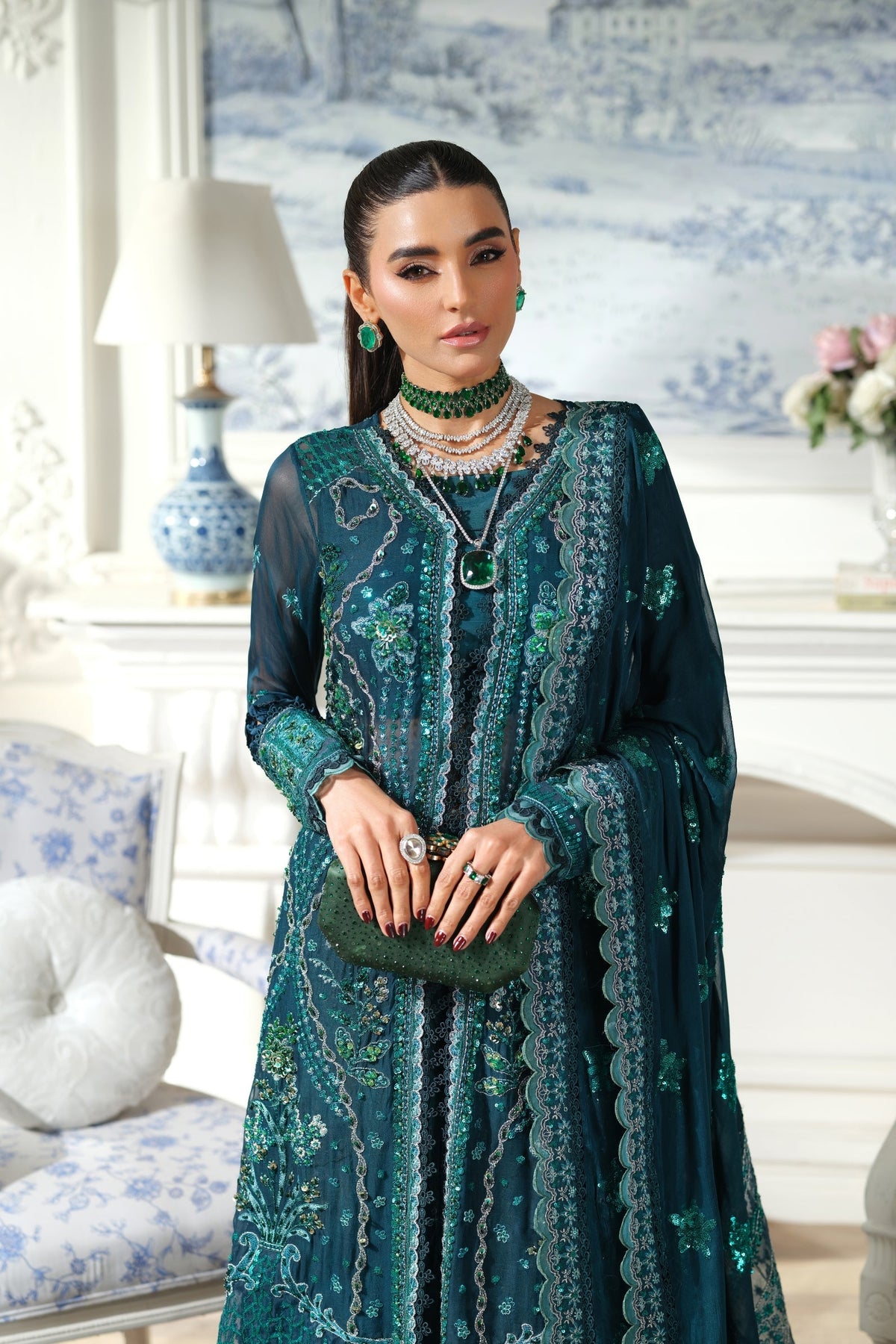 Maryam Hussain | Meer Embroidered Chiffon | Momal Meer-08