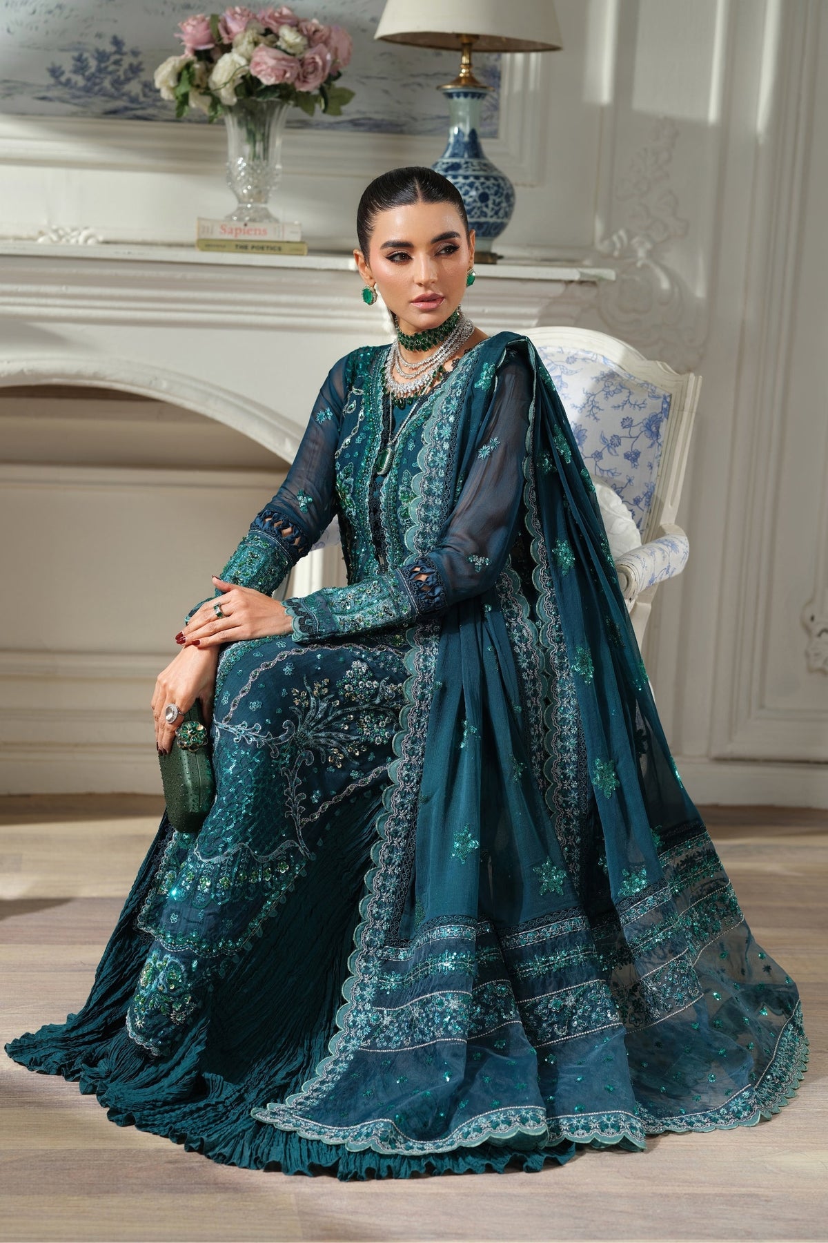 Maryam Hussain | Meer Embroidered Chiffon | Momal Meer-08