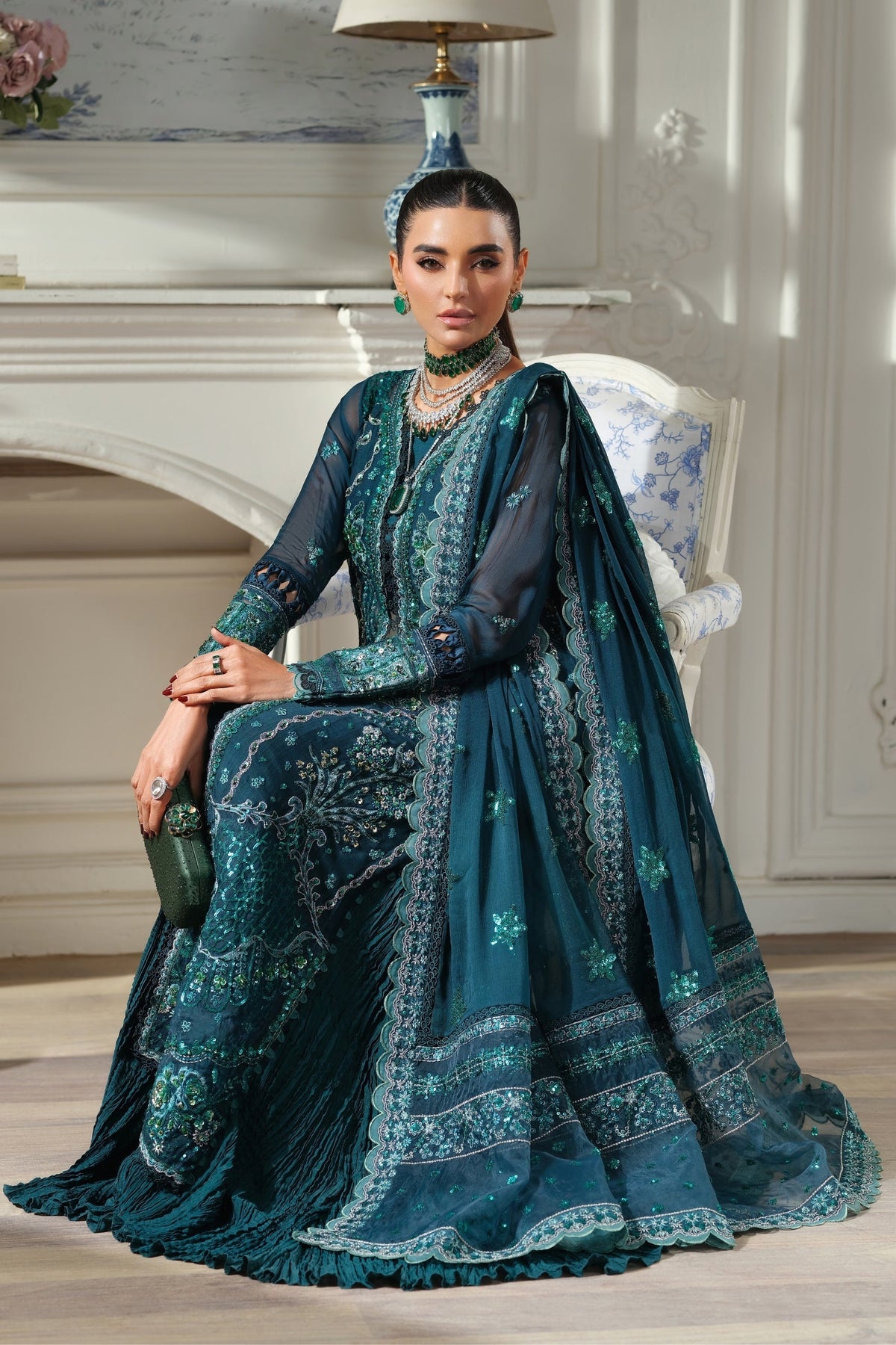 Maryam Hussain | Meer Embroidered Chiffon | Momal Meer-08