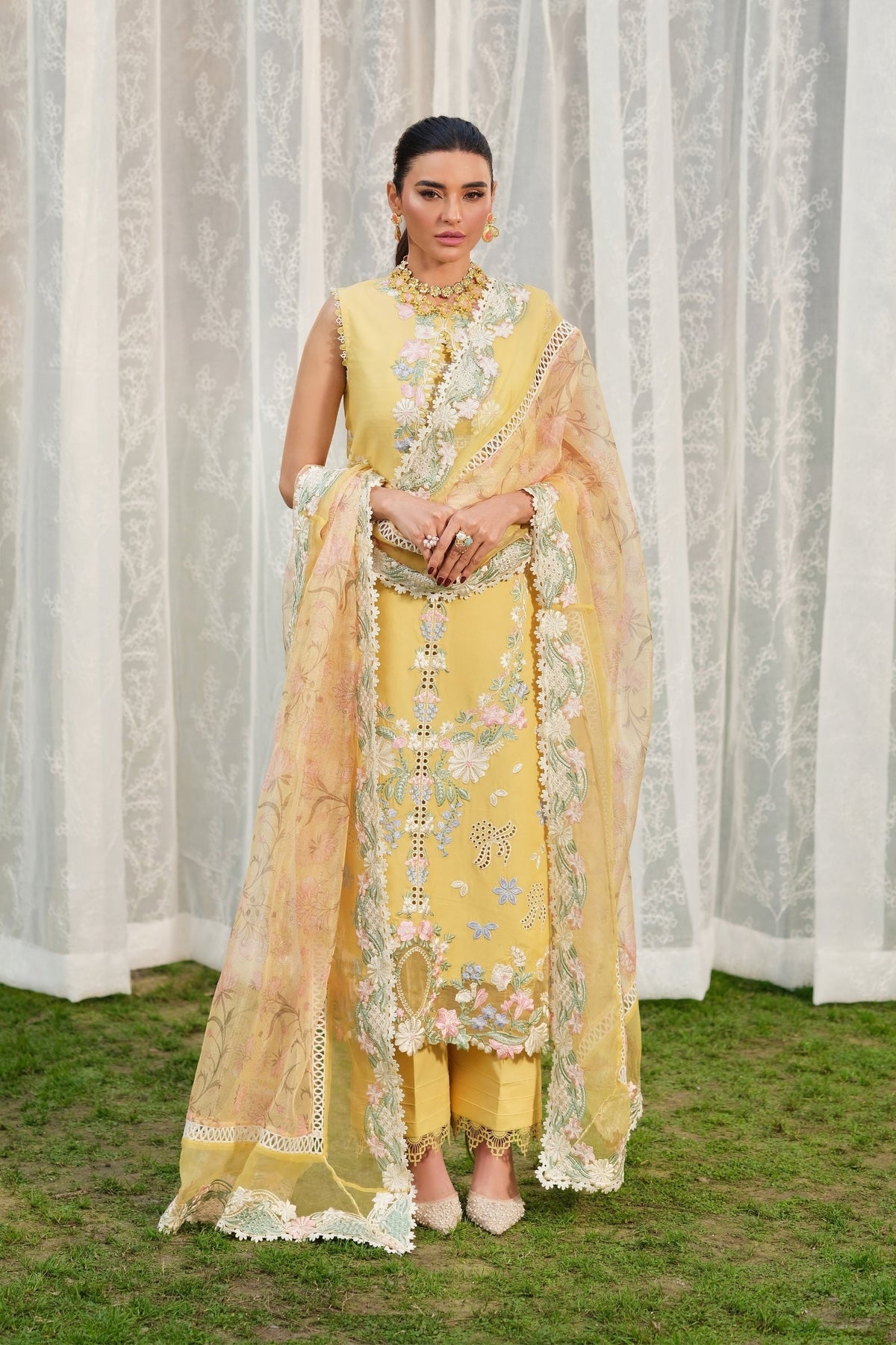 Maryam Hussain | Luxury Lawn 26 | Sunflower