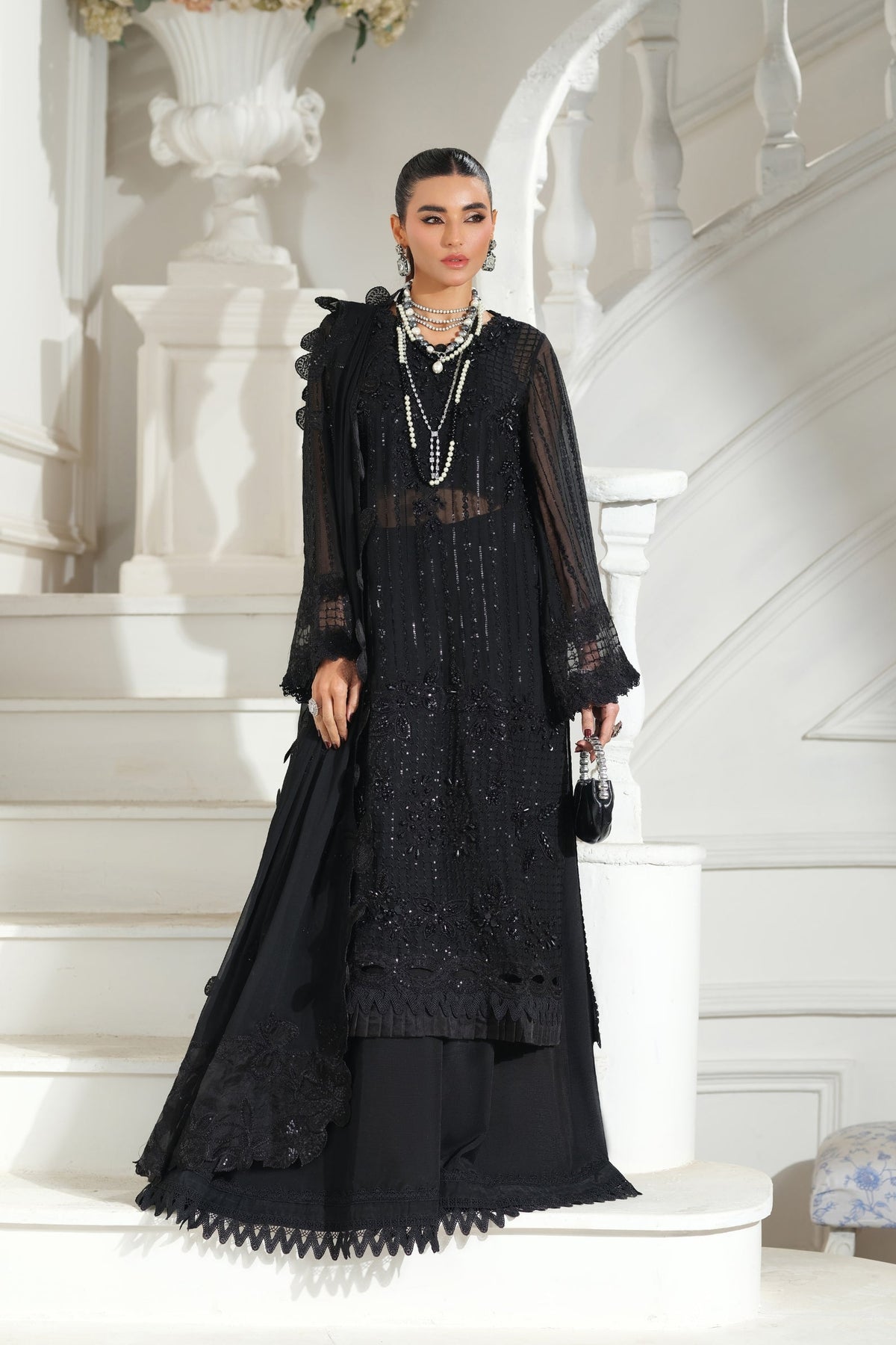 Maryam Hussain | Meer Embroidered Chiffon | Andaz Meer-01