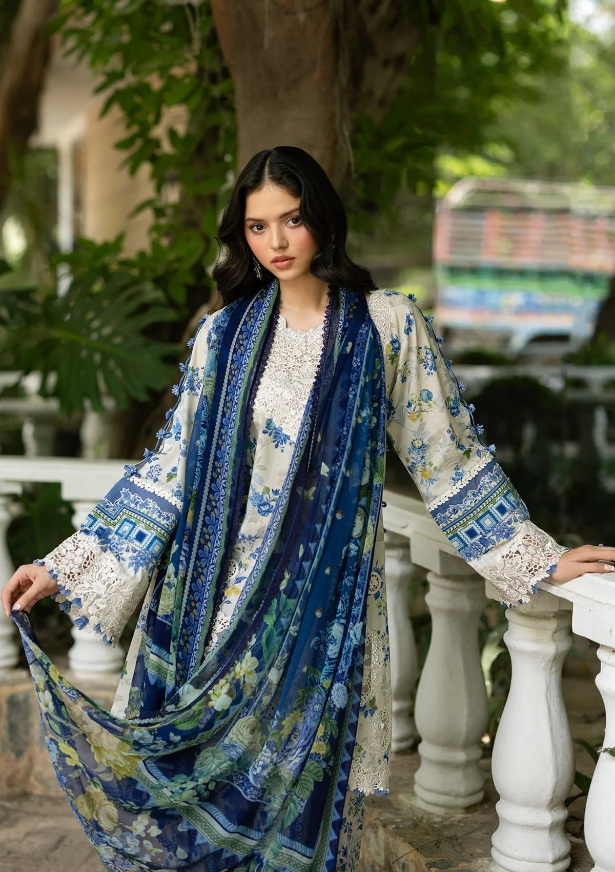 Elaf Premium | Signature Embroidered Lawn with Chiffon Collection 26 | ESG-8B CELINE