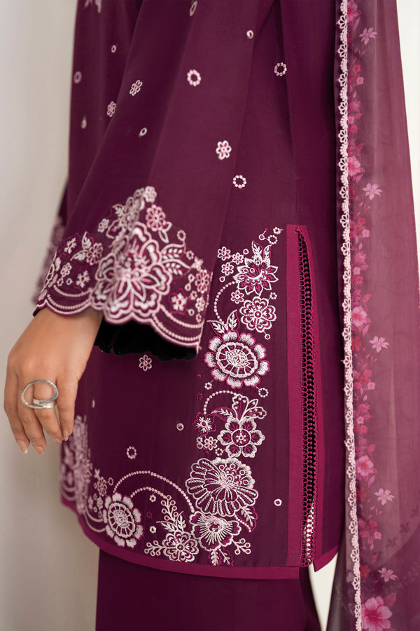 Farasha | Summer Weaves Embroidered Lawn | Rose Passion