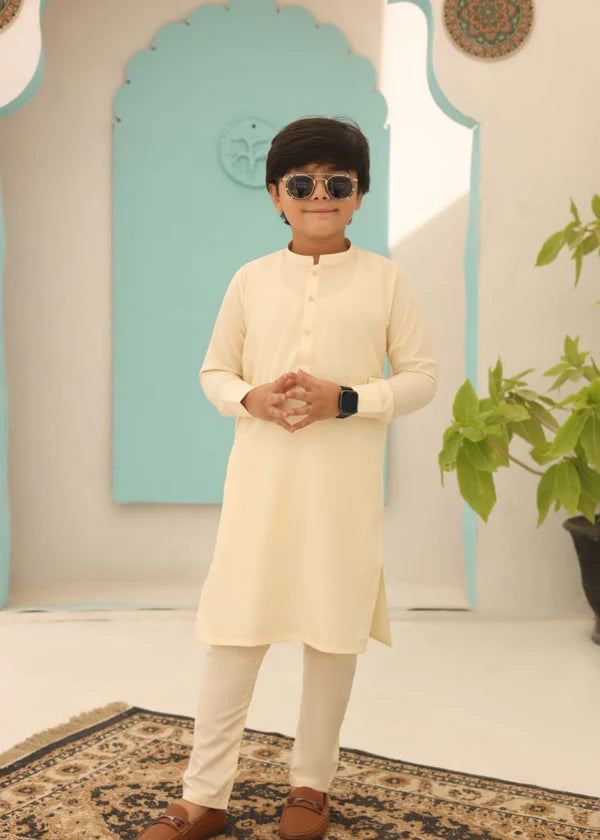 Pale yellow kurta pajama KT 33 - Hassan Jee