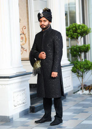 BLACK SHERWANI RF01 - Azlan Shahzad