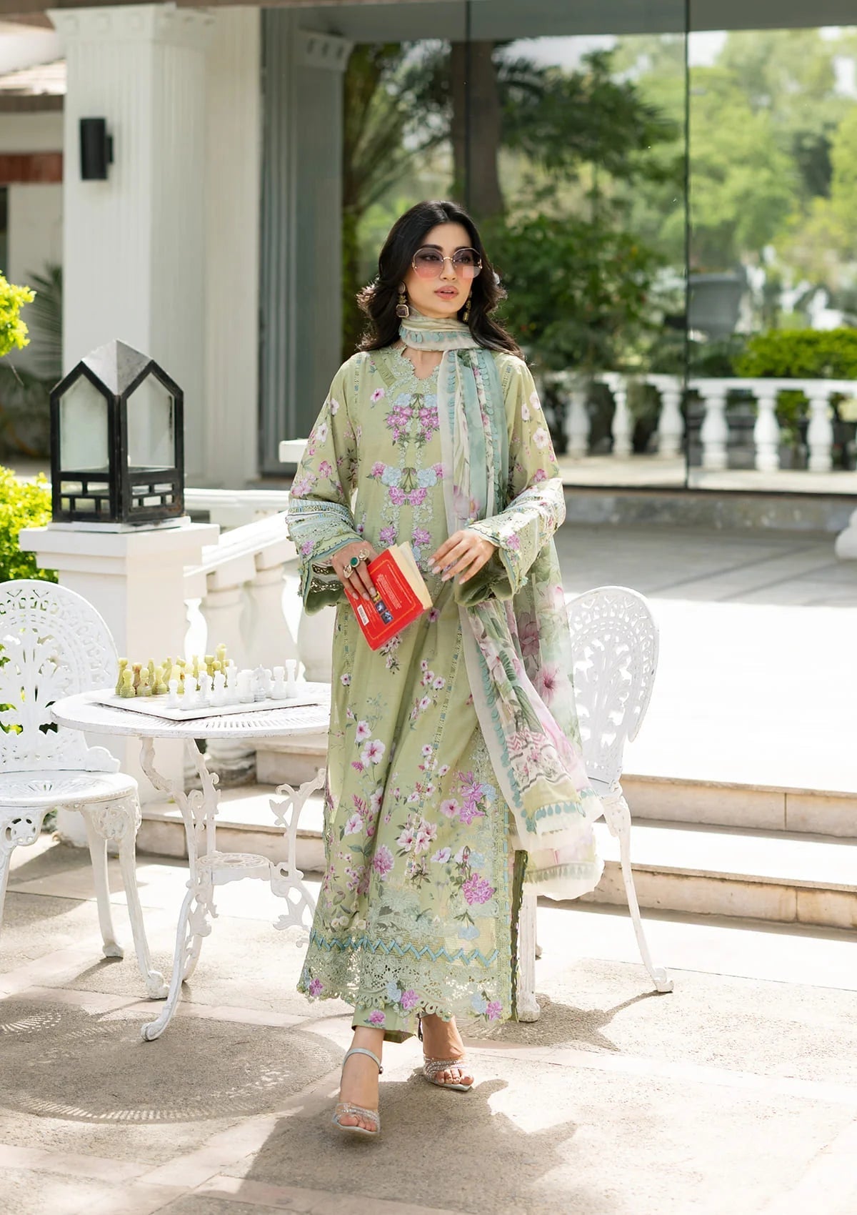 Elaf Premium | Signature Embroidered Lawn with Chiffon Collection 26 | ESG-6A JADE